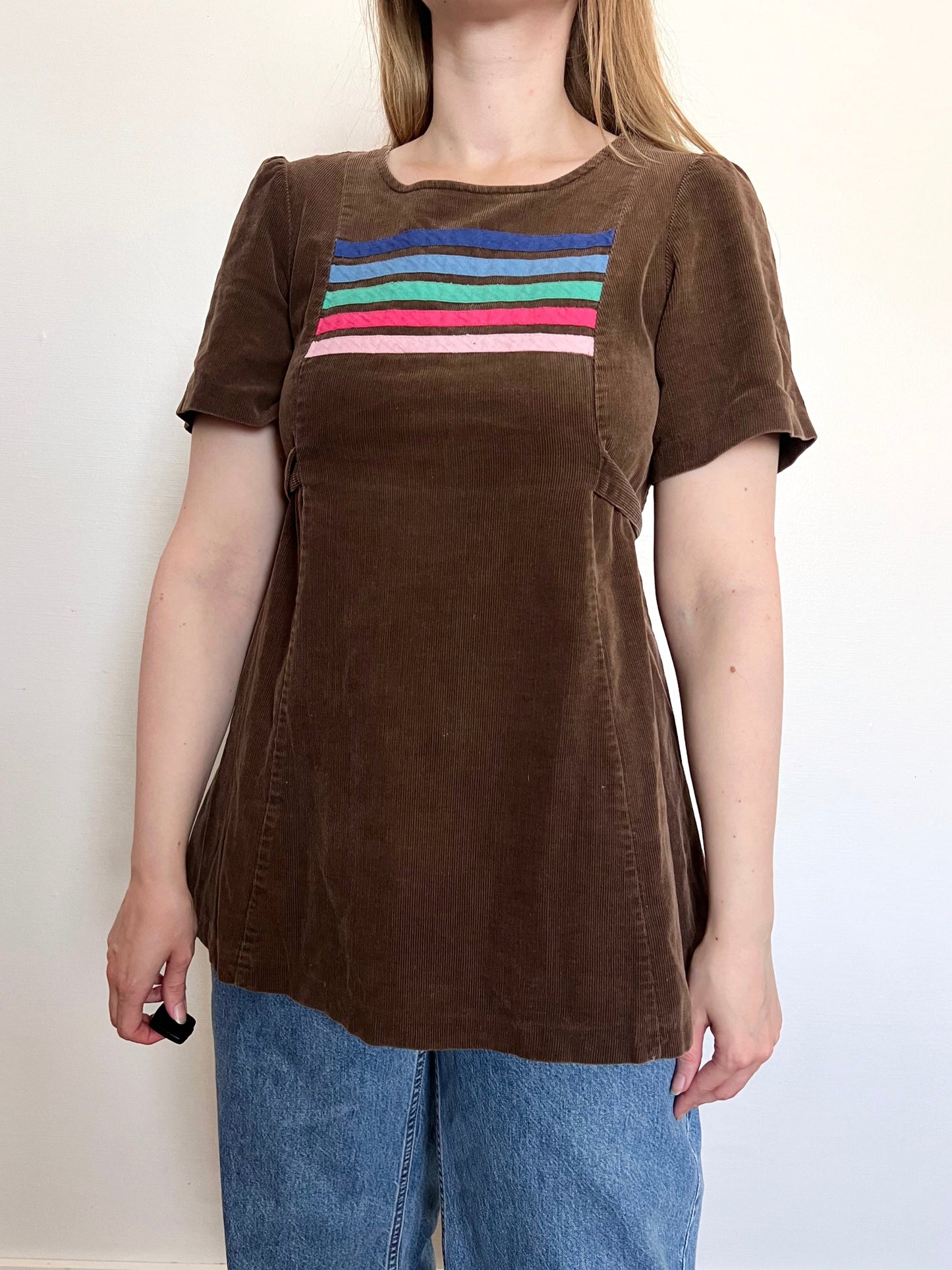 70s brown corduroy tunic, Size S