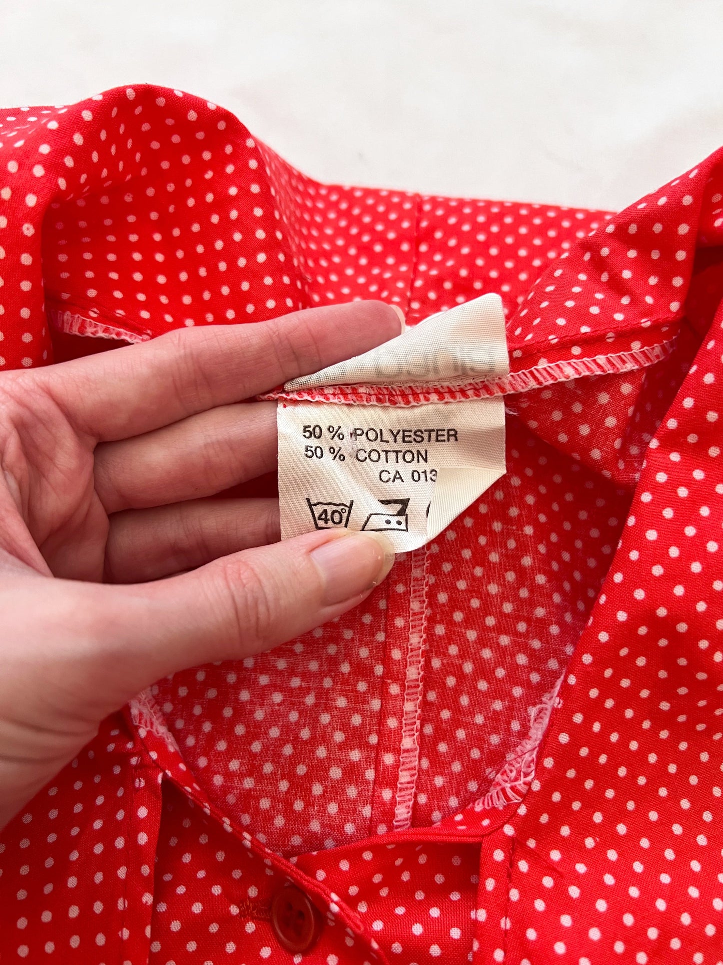 70s Pia & Paula red and white polka dot blouse, Size S