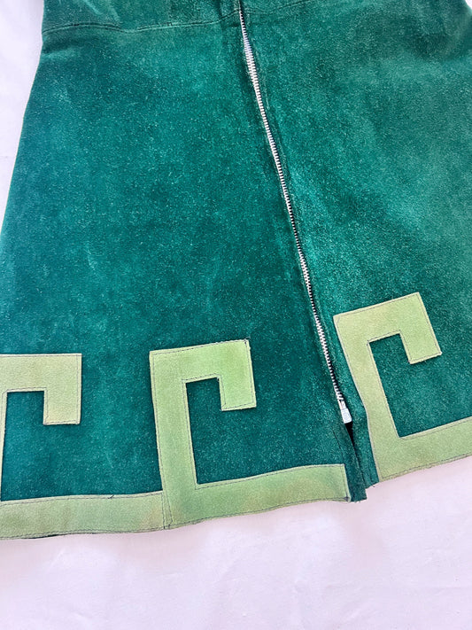 60s green suede dress, Size XS