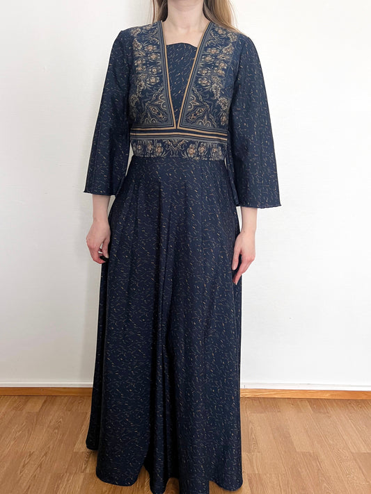 70s dramatic sleeve maxi dress, Size S-M