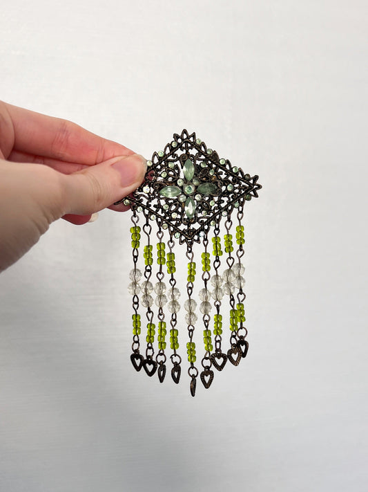 Green beads brooch