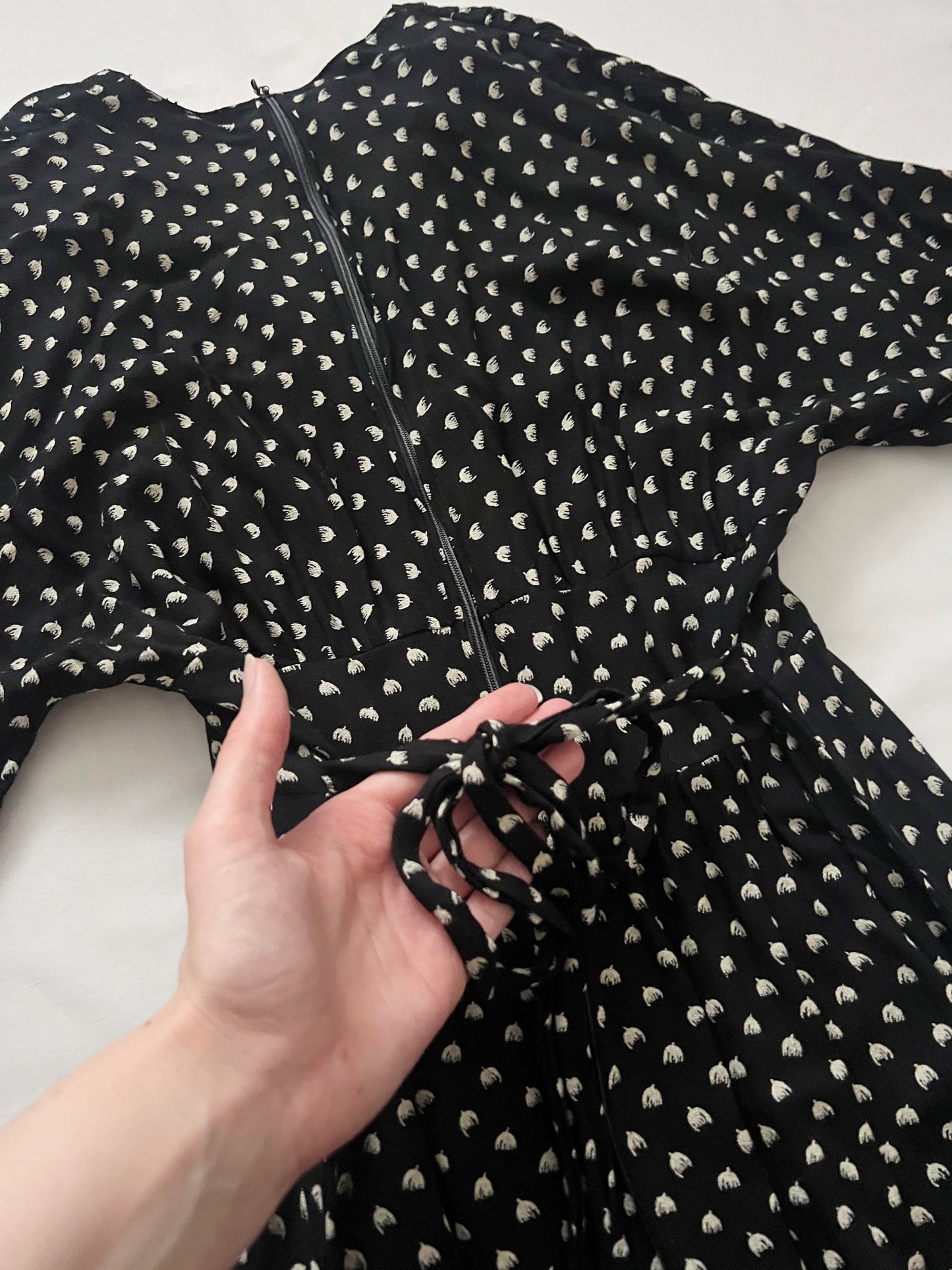 70s black and white dress, Size XS-S