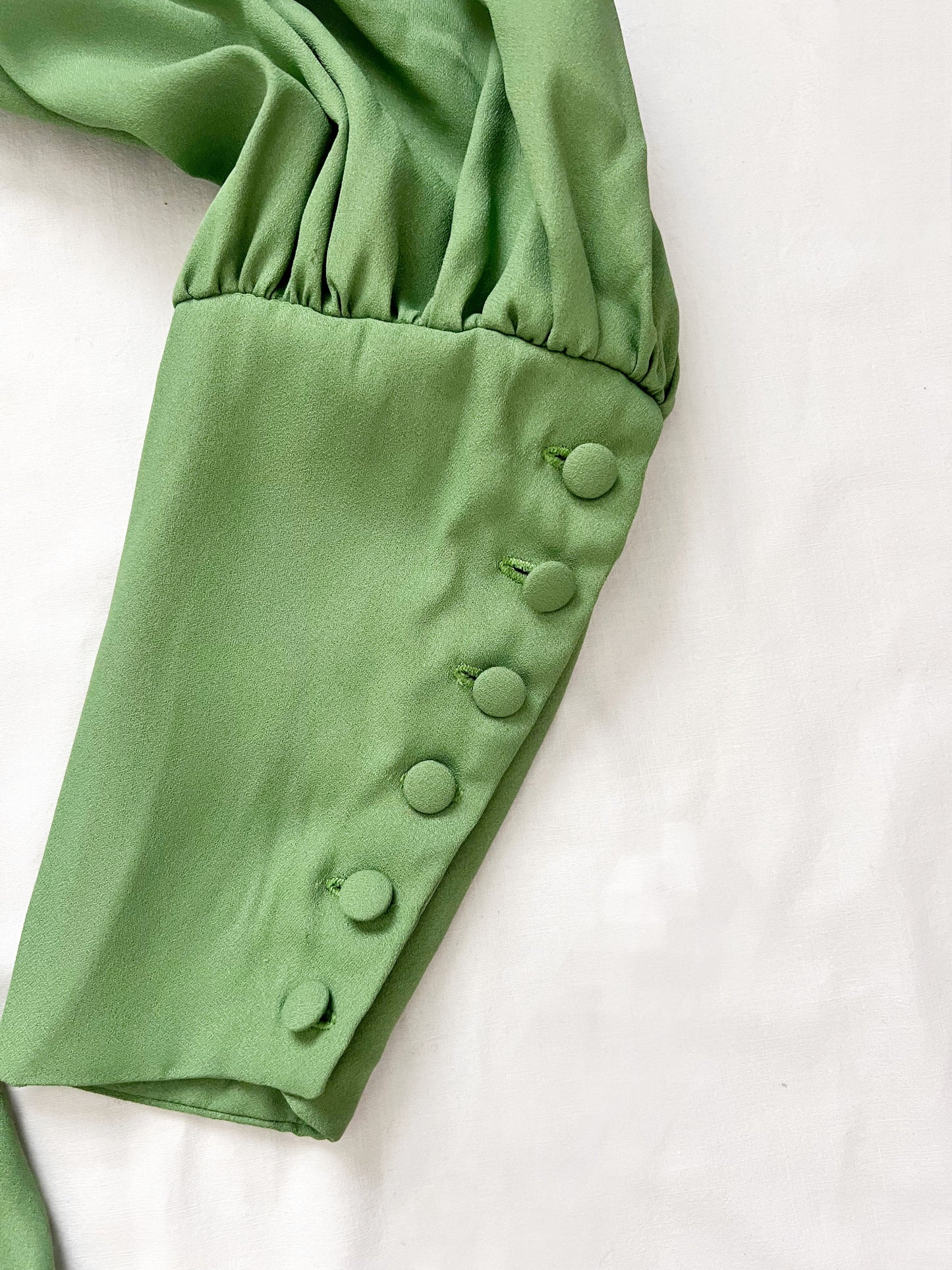 70s green Victorian inspired maxi dress, Size M