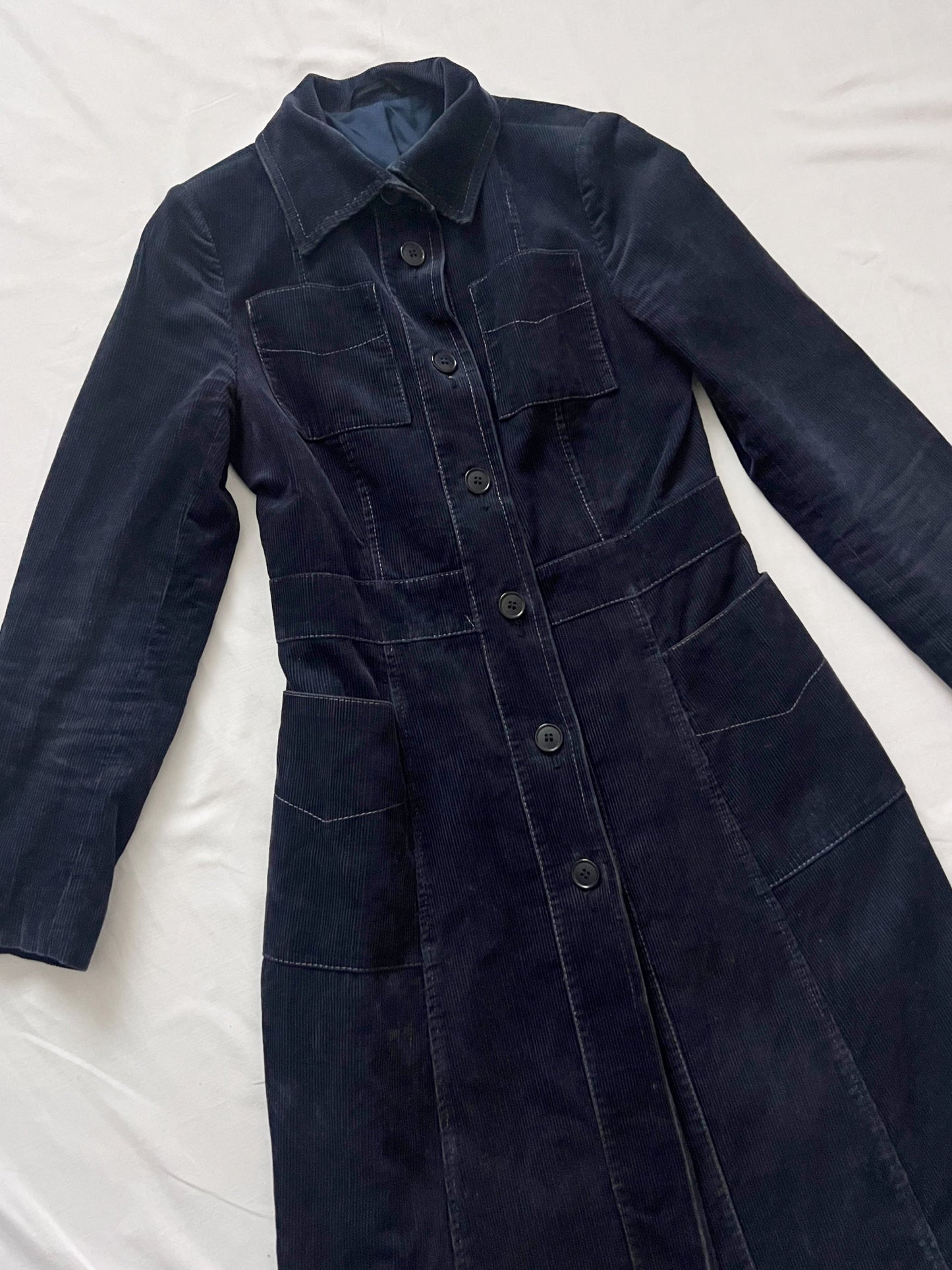70s navy corduroy coat, Size XS