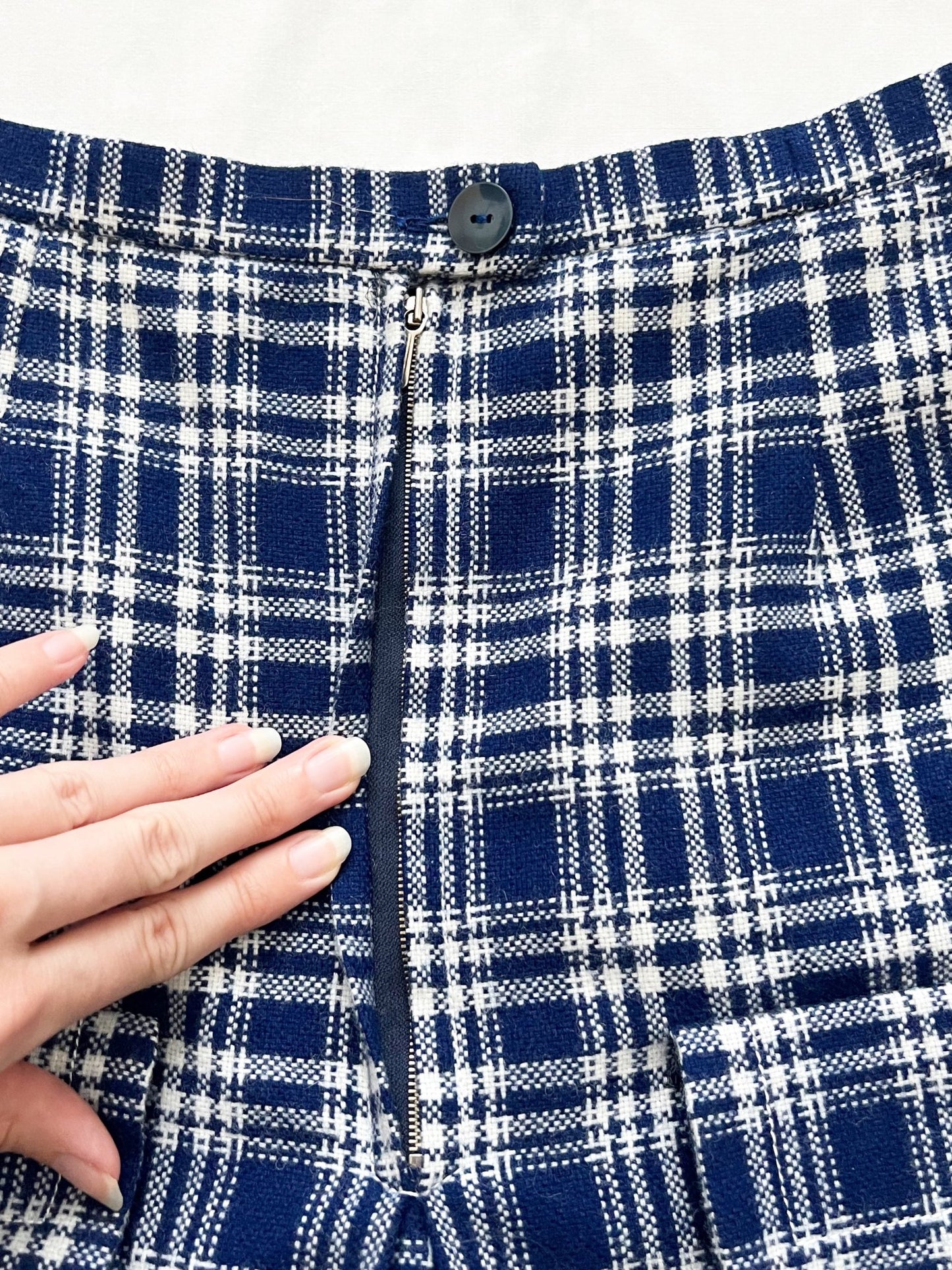 60s blue gingham skirt, Size XXS-XS