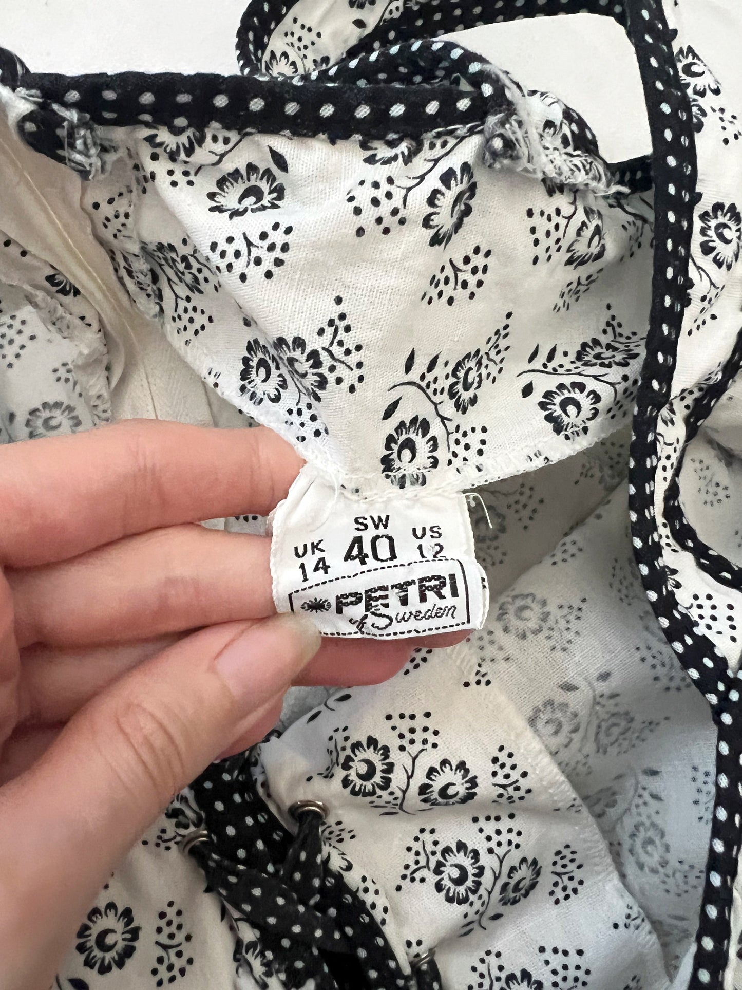 70s cotton black and white sundress, Size S