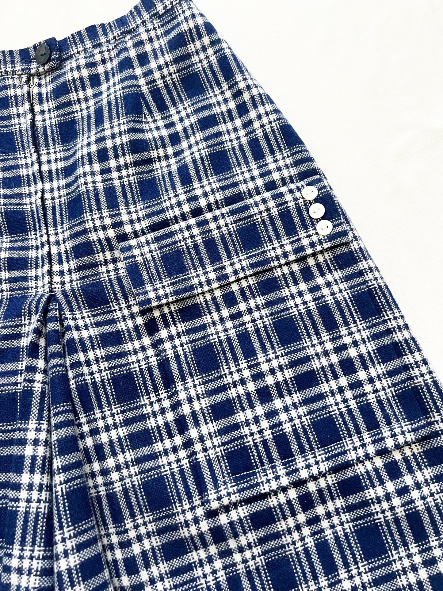 60s blue gingham skirt, Size XXS-XS