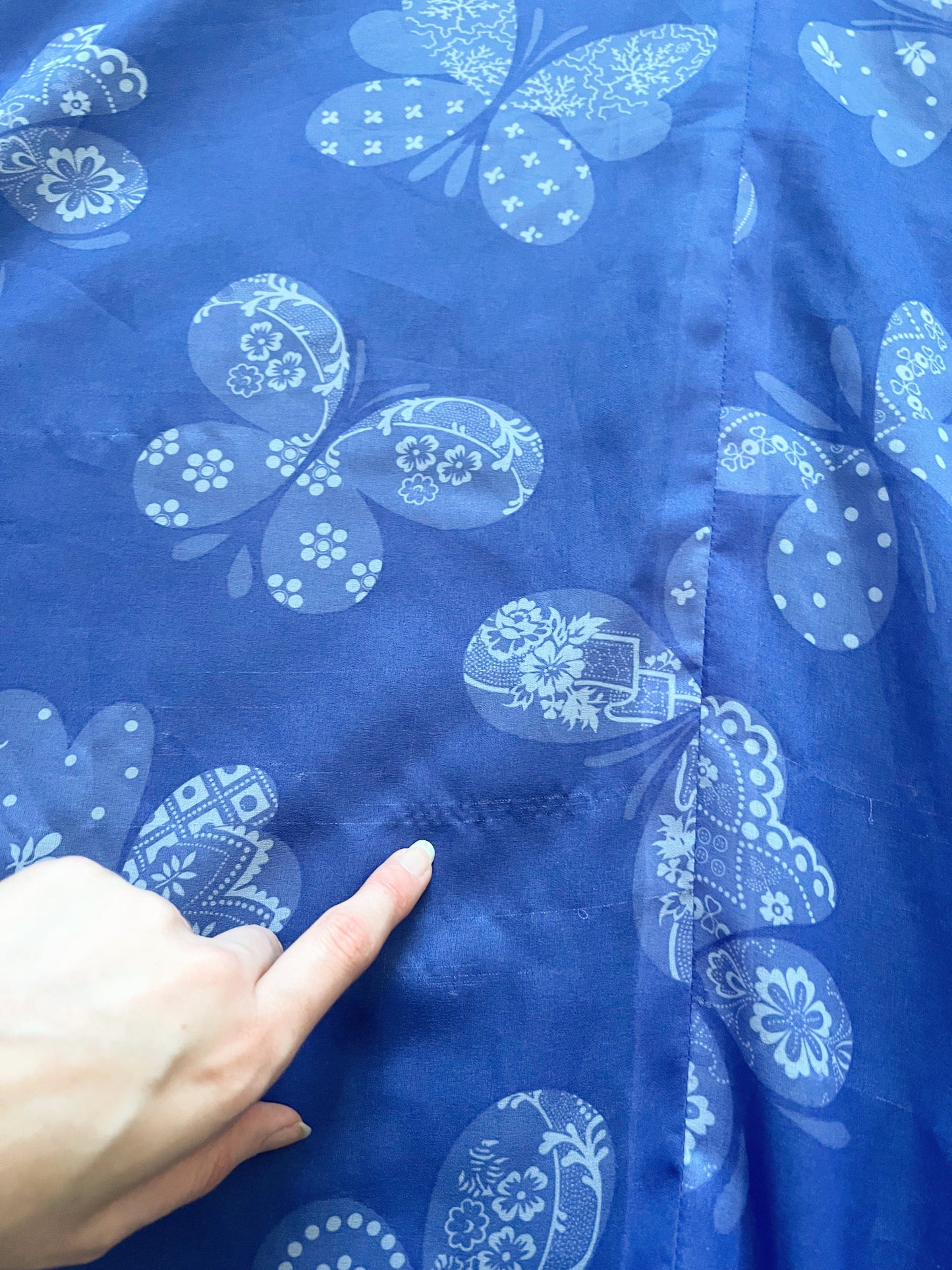 60s blue butterfly dress, Size M-L