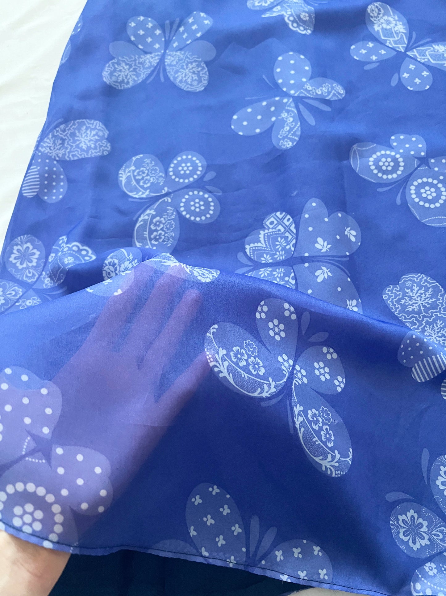 60s blue butterfly dress, Size M-L