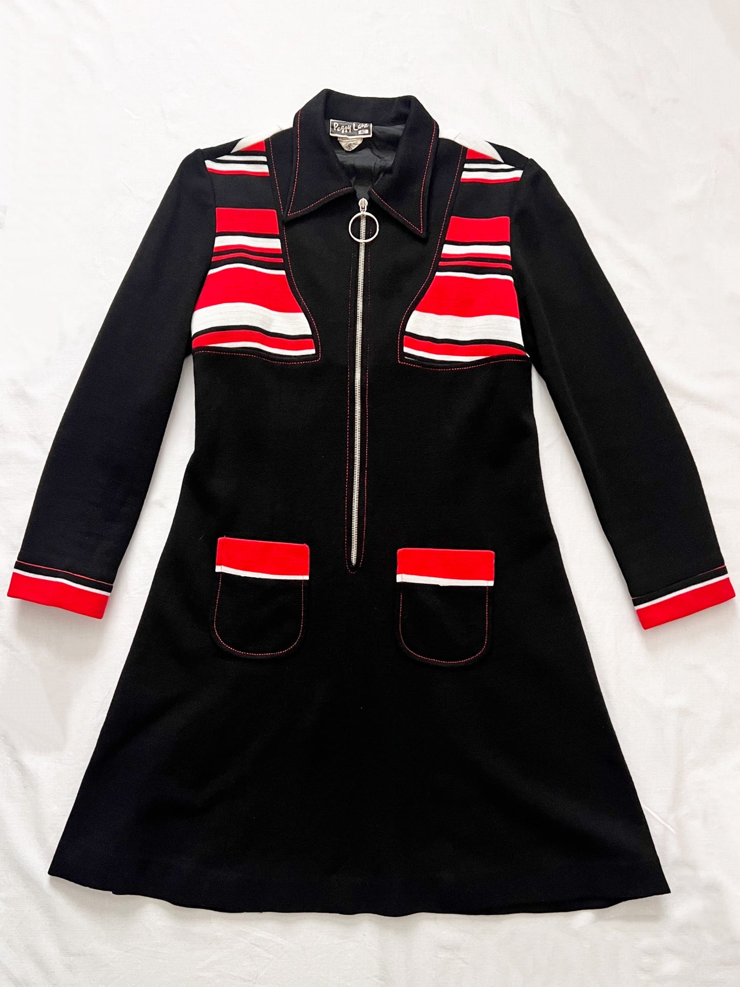 70s black, red, and white dress, Size S