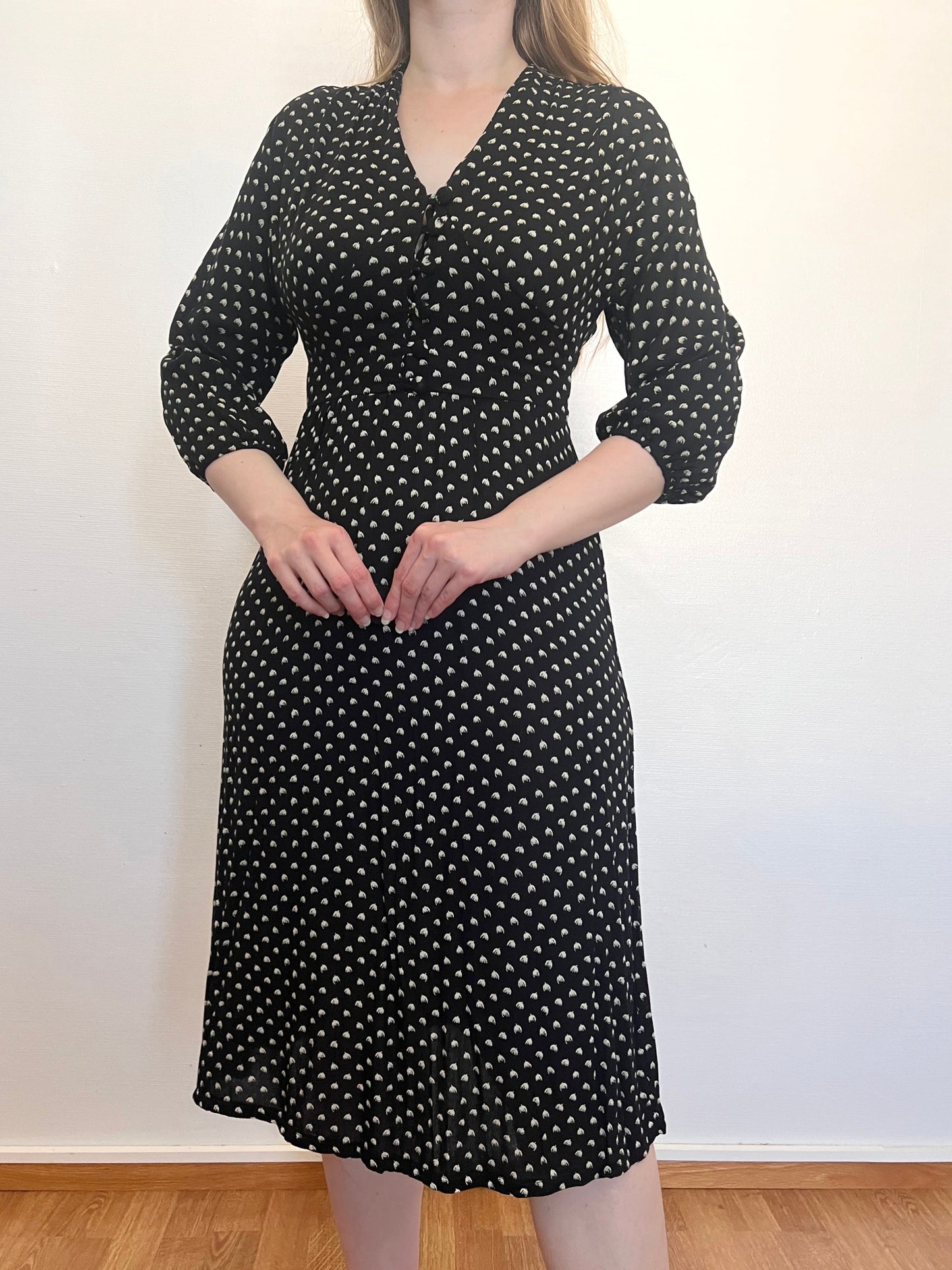 70s black and white dress, Size XS-S