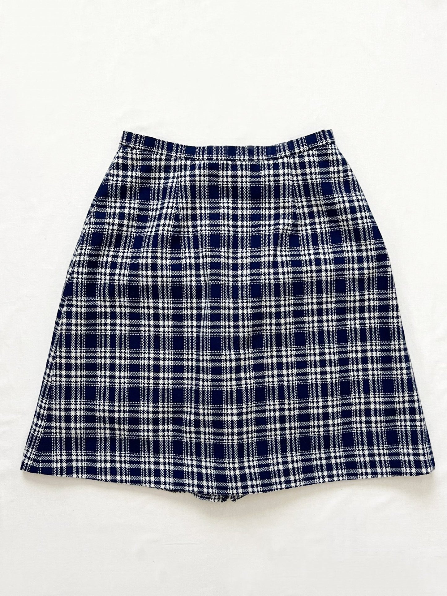60s blue gingham skirt, Size XXS-XS