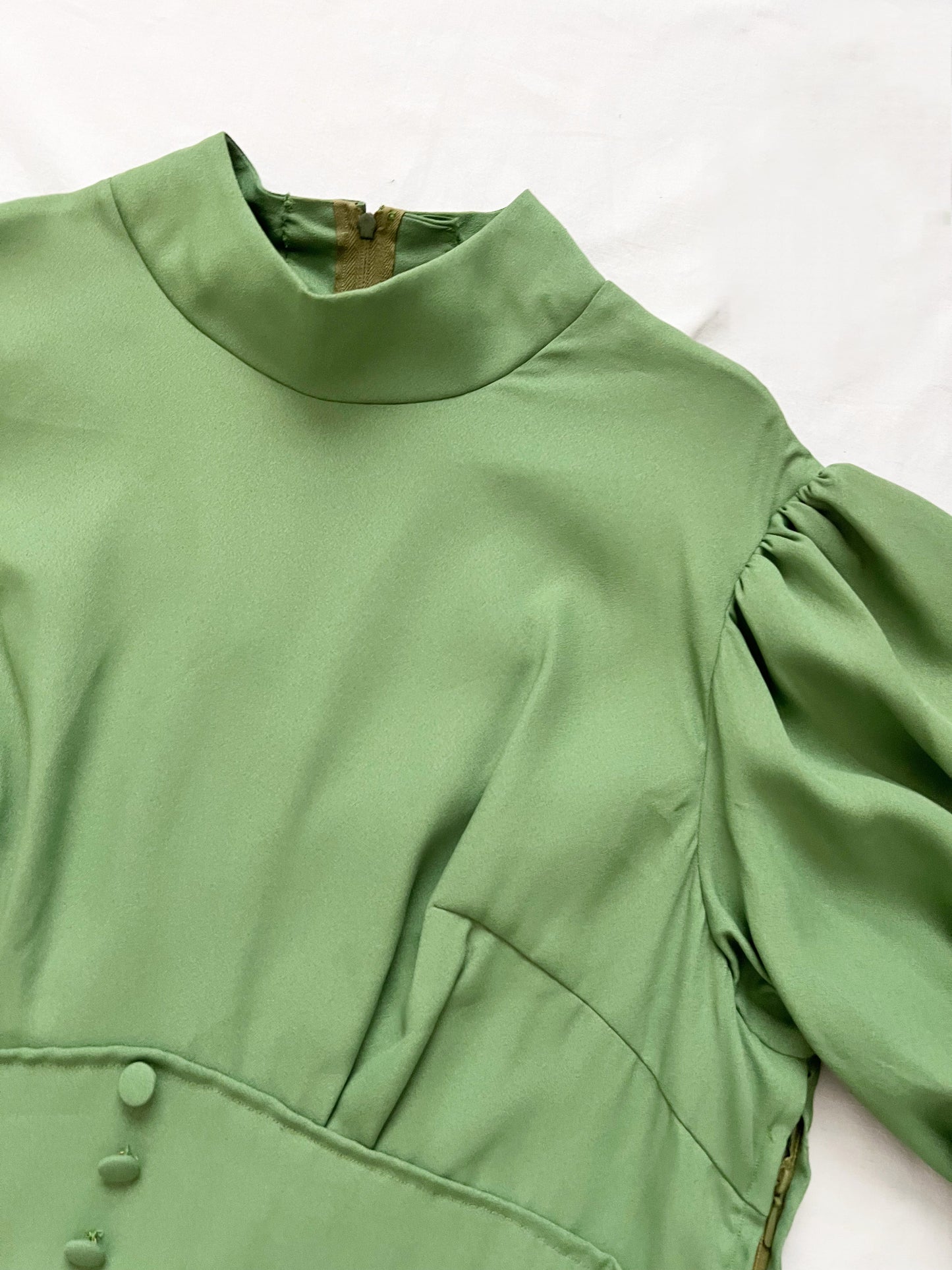 70s green Victorian inspired maxi dress, Size M