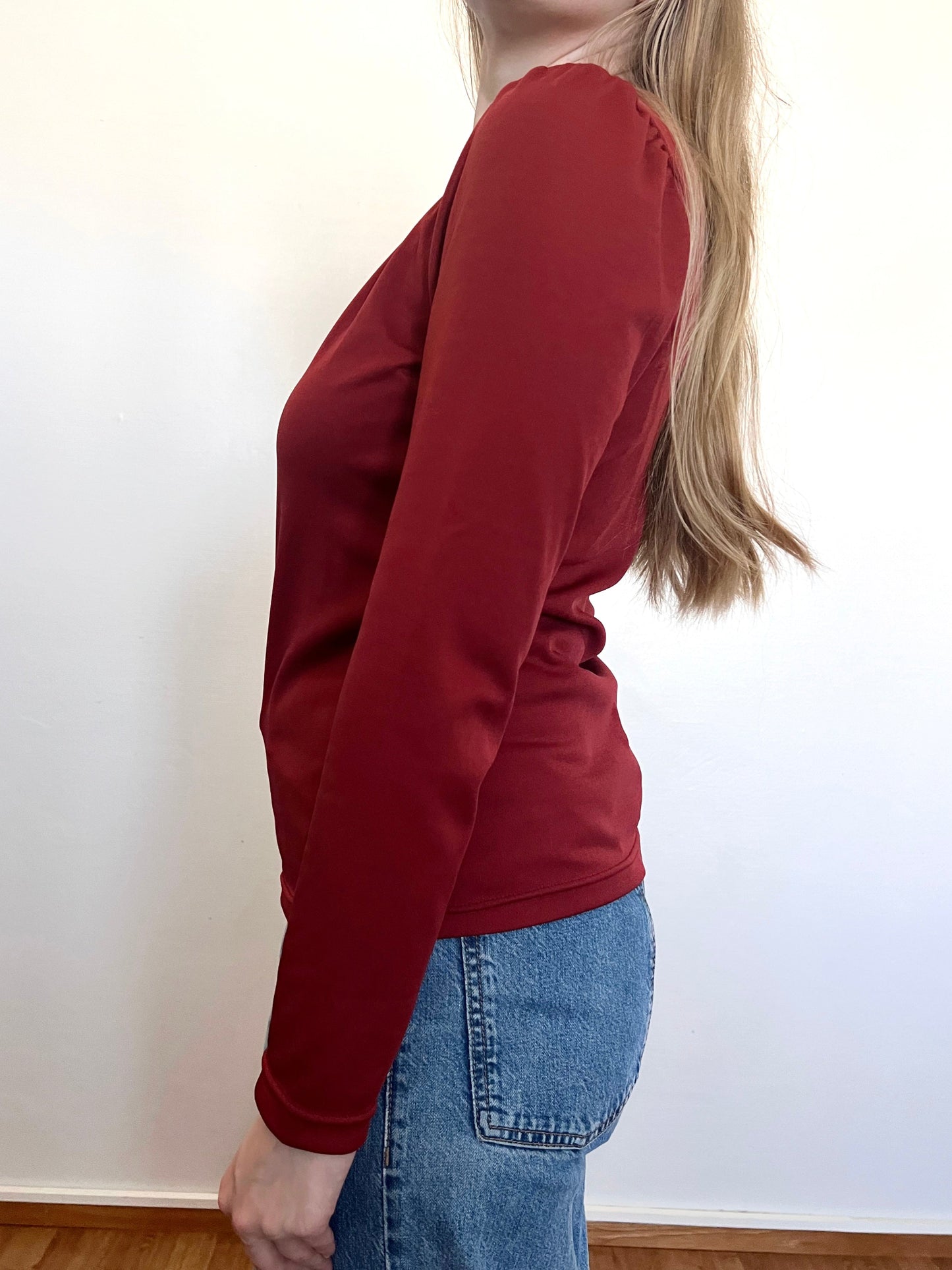 70s burgundy top, Size M-L