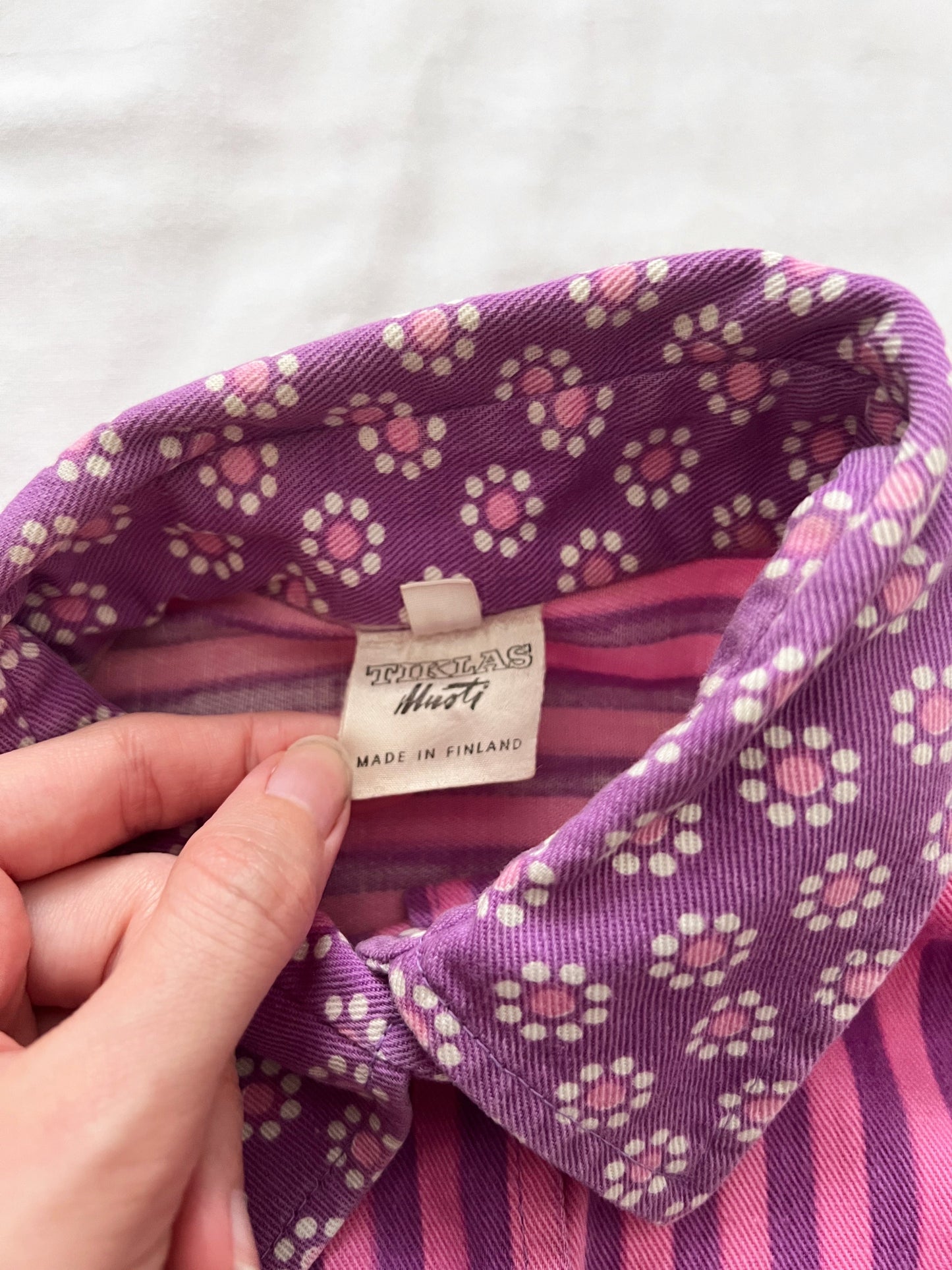 60s pink and purple stripes and flower shirt, Size S