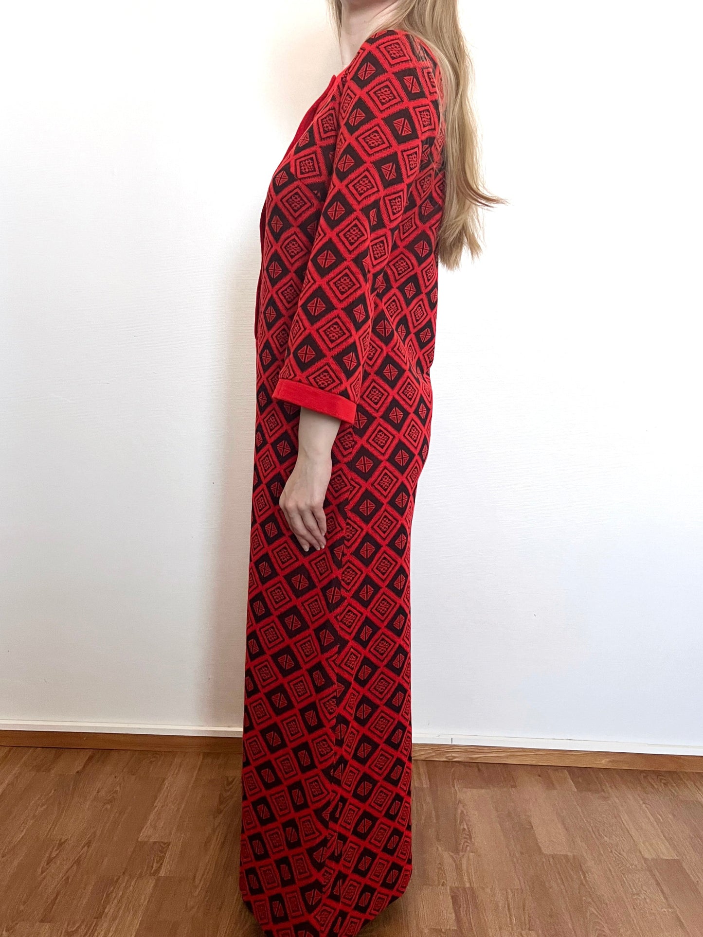 70s red and black dress, Size M