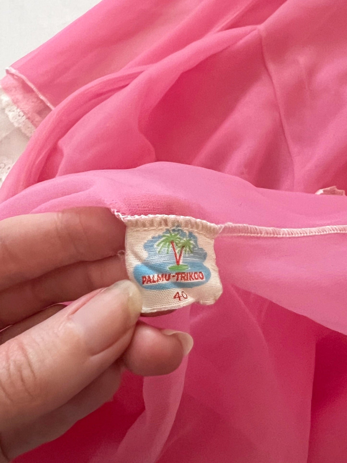 60s romantic pink peignoir set, Size L