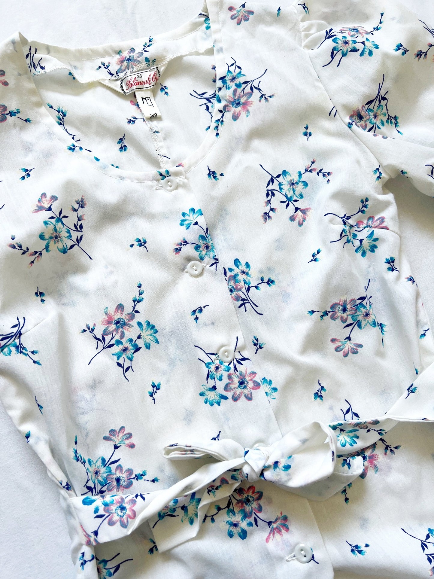 Floral puffed sleeves t-shirt, Sixe XXS