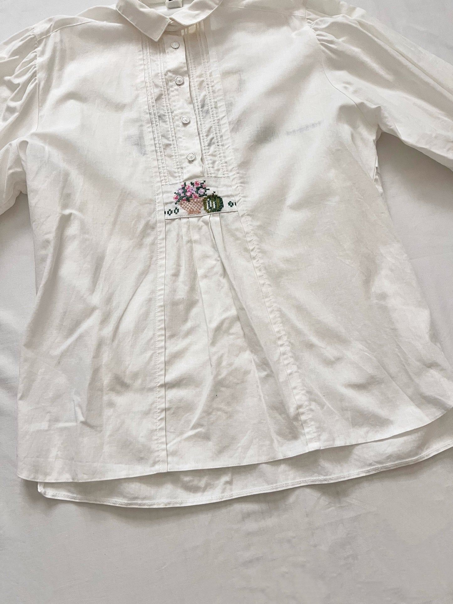 80s/90s flower market stall embroidery blouse, Size M
