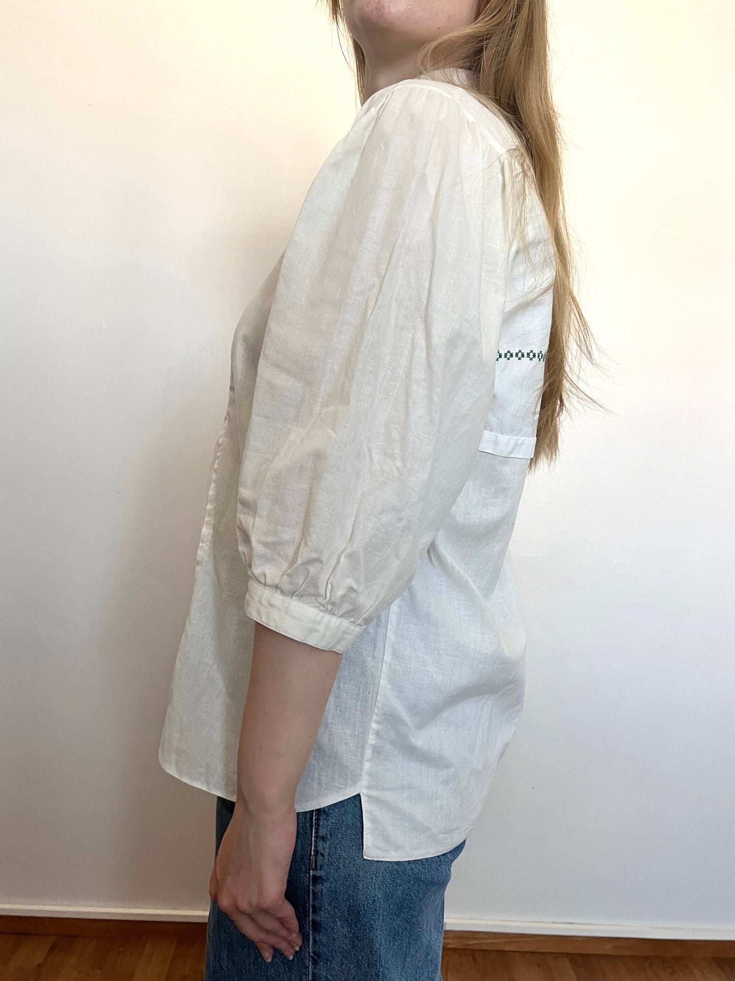 80s/90s flower market stall embroidery blouse, Size M