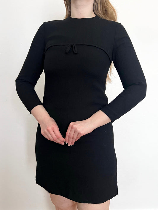 60s black bow dress, Size S