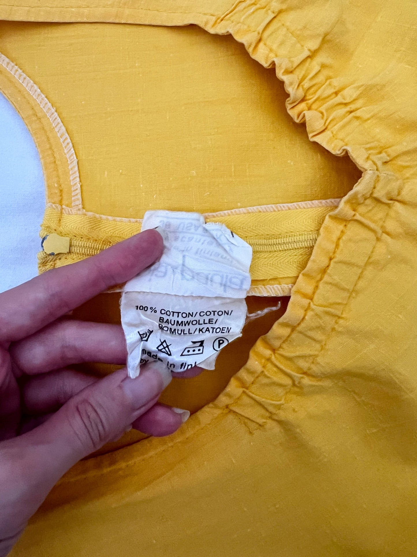 70s 100% cotton yellow sundress, Size S
