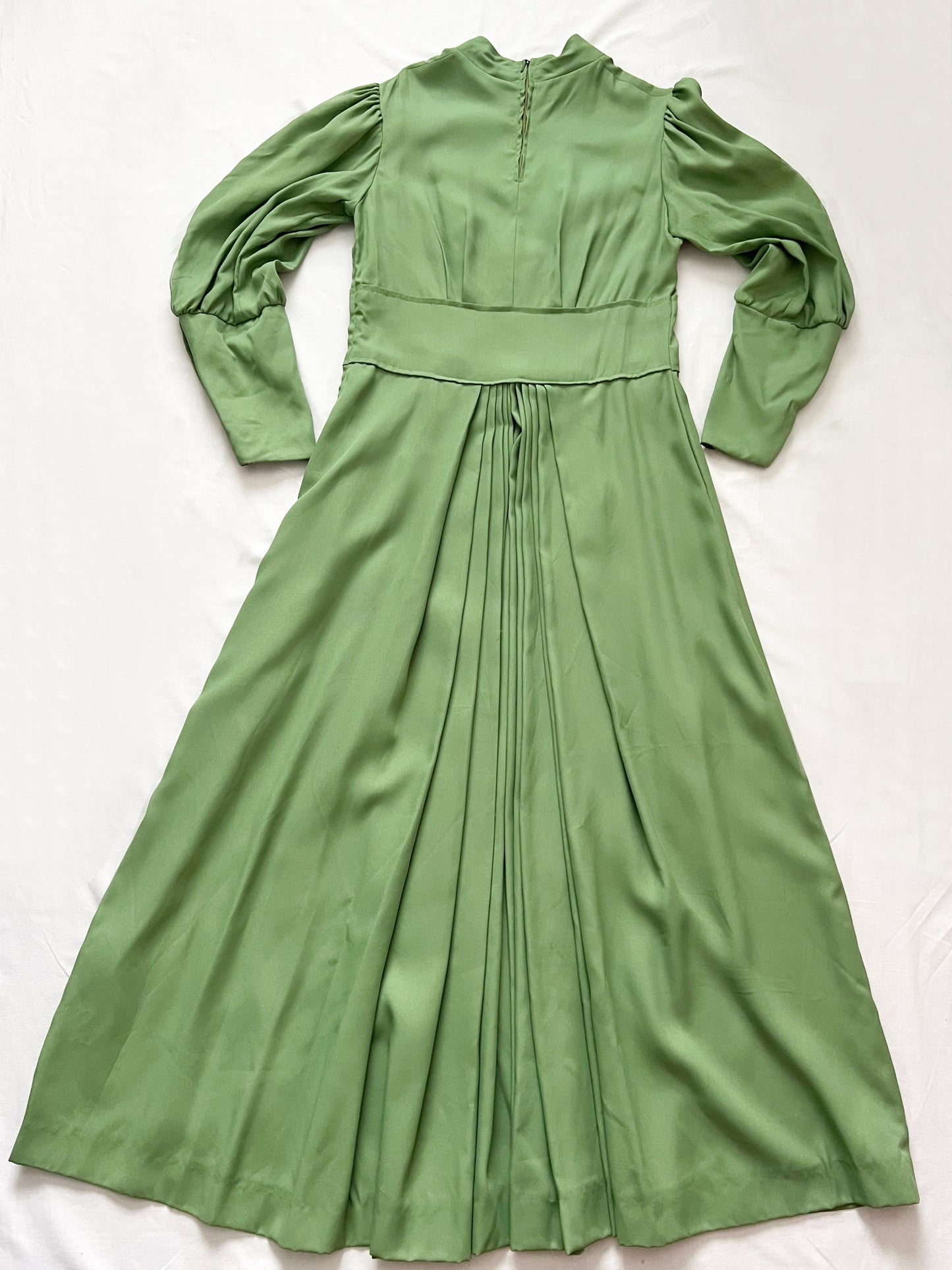 70s green Victorian inspired maxi dress, Size M