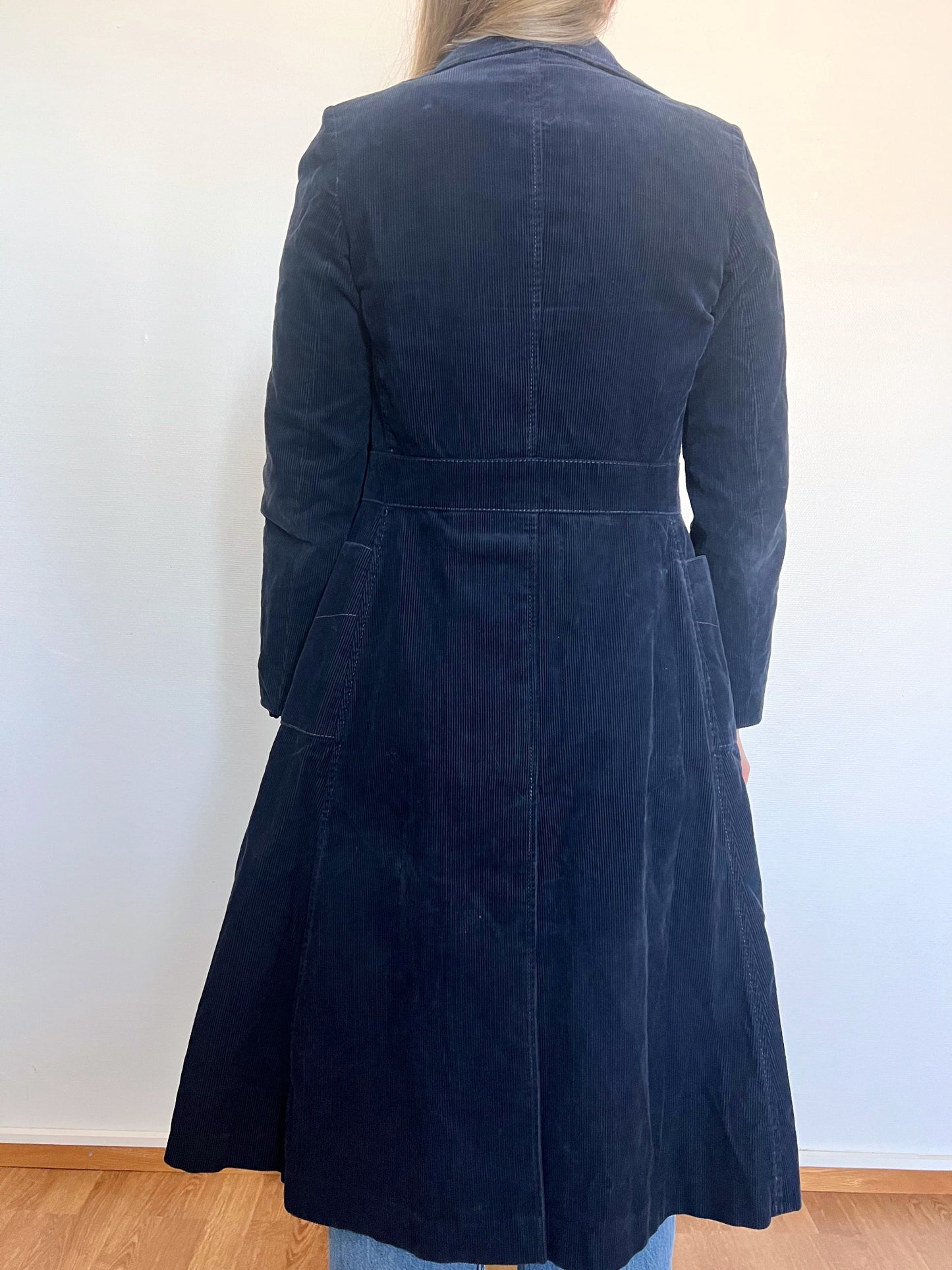 70s navy corduroy coat, Size XS