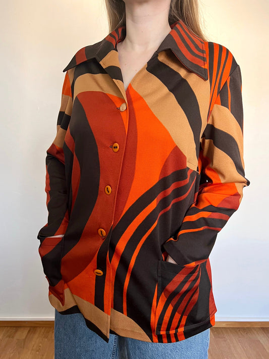 70s bold pattern shirt, Size XL-XXL