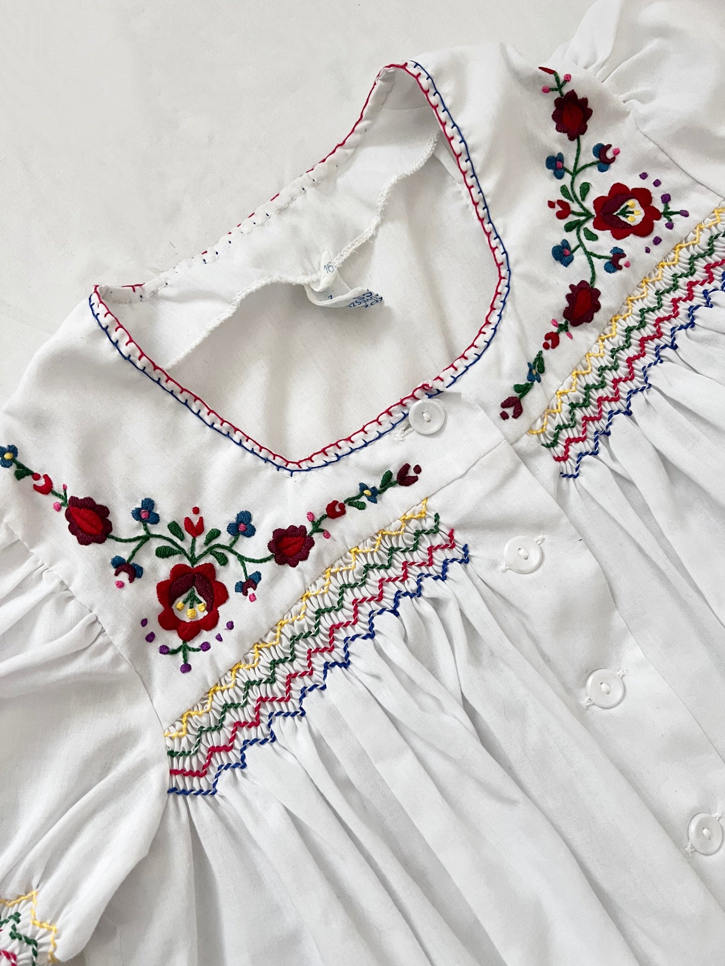 70s babydoll top with embroidery, Size S