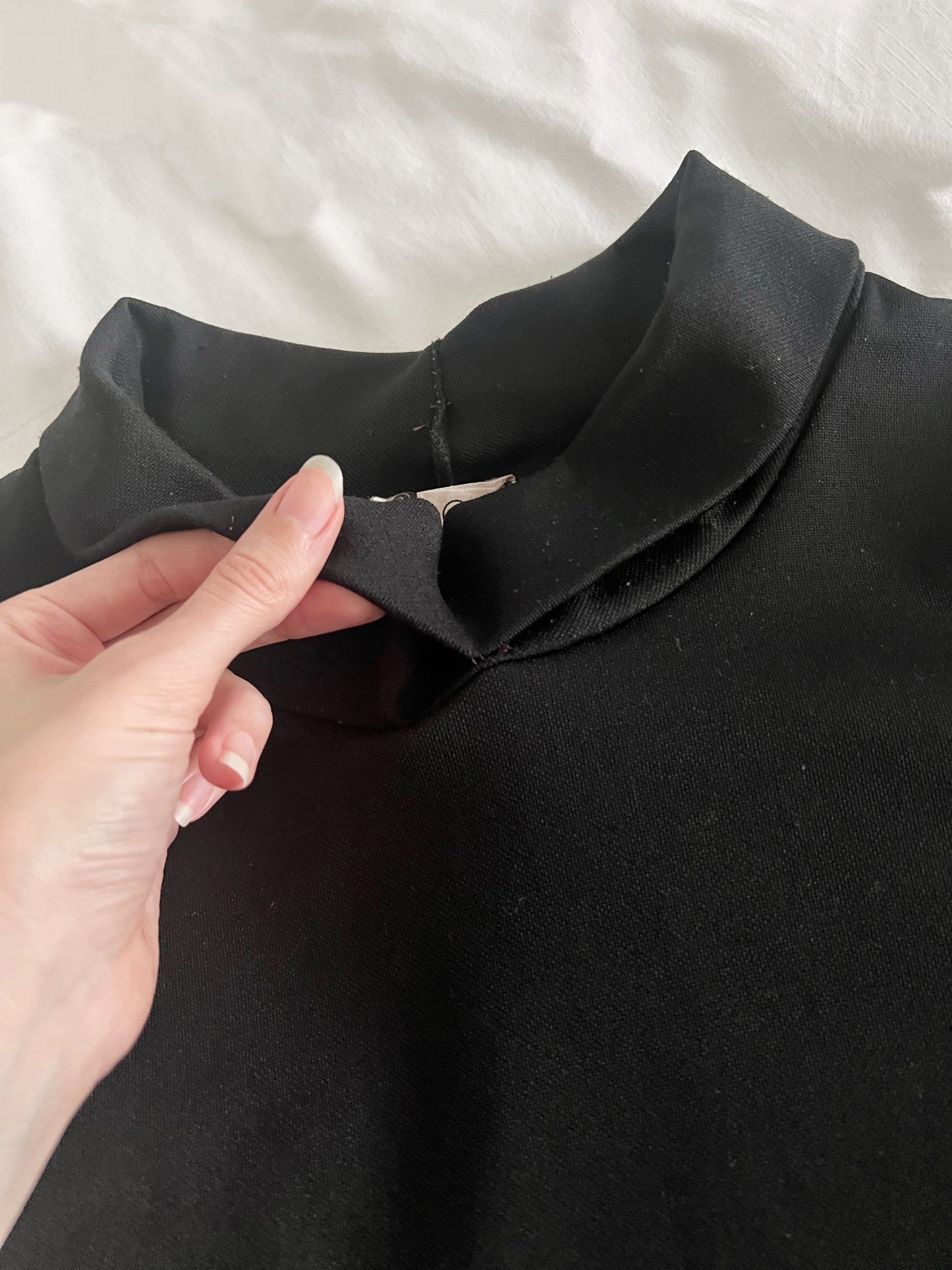 70s black mockneck top, Size L-XL