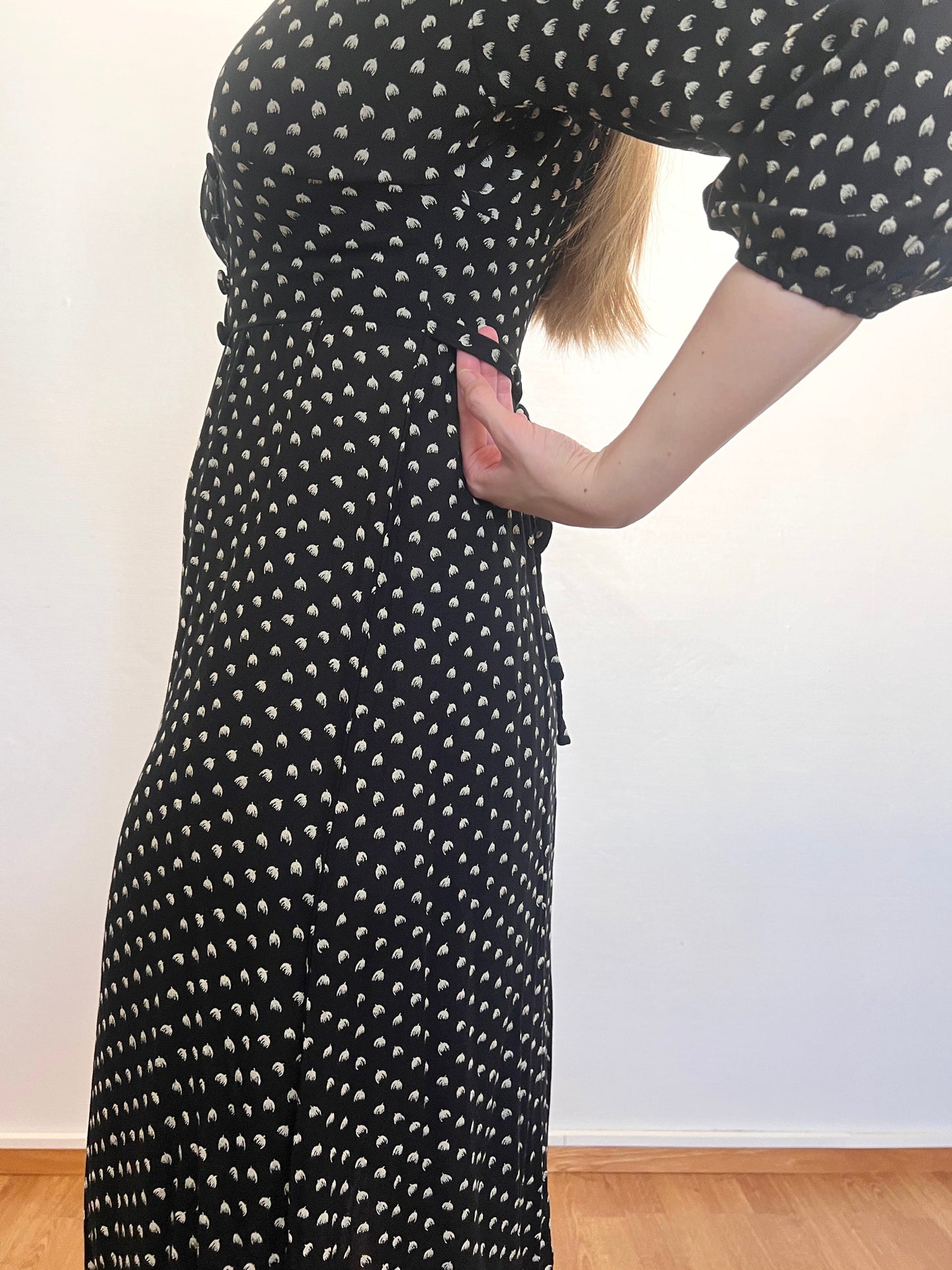 70s black and white dress, Size XS-S