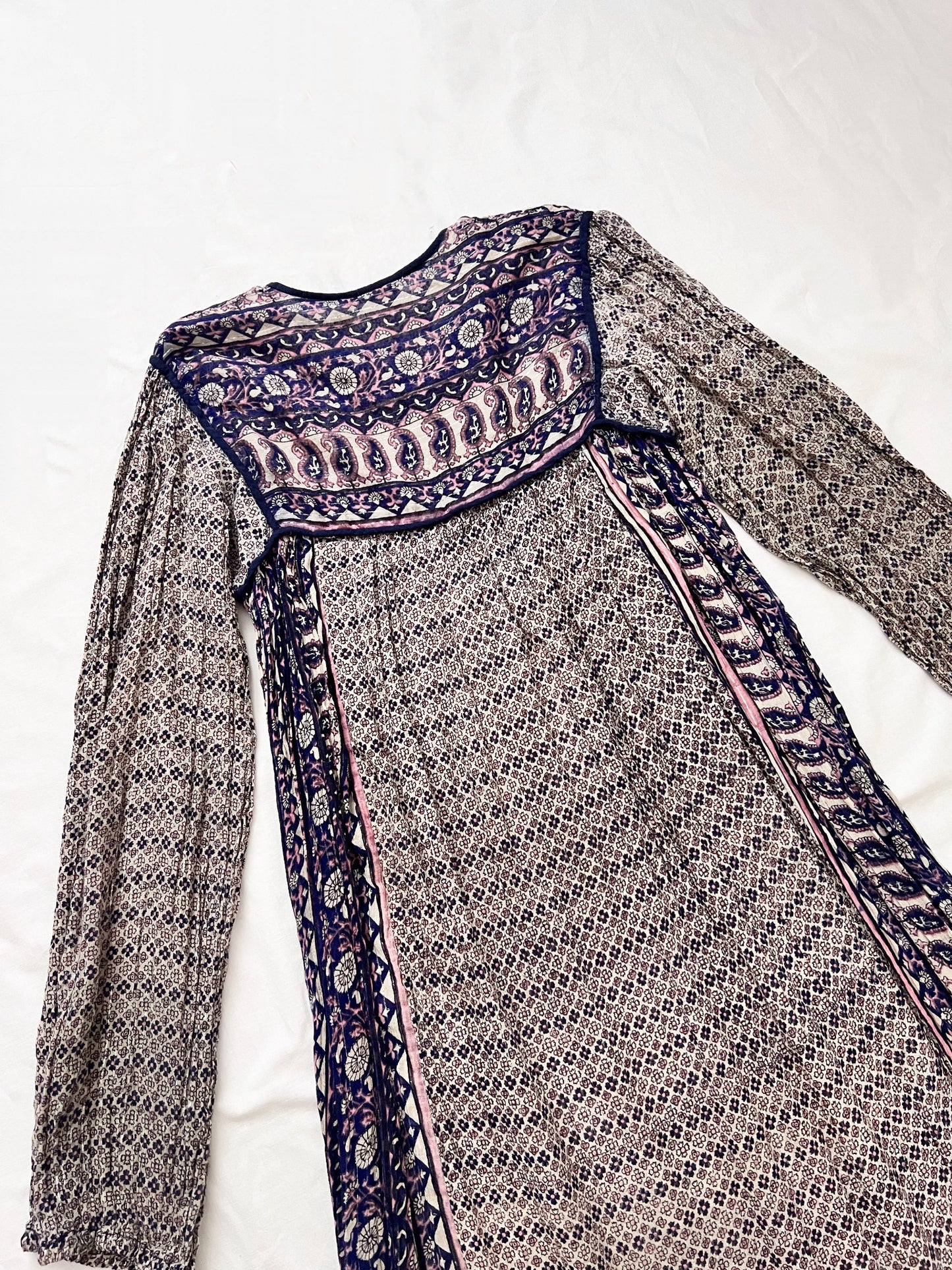 70s 100% cotton Indian gauze dress, Size S-M