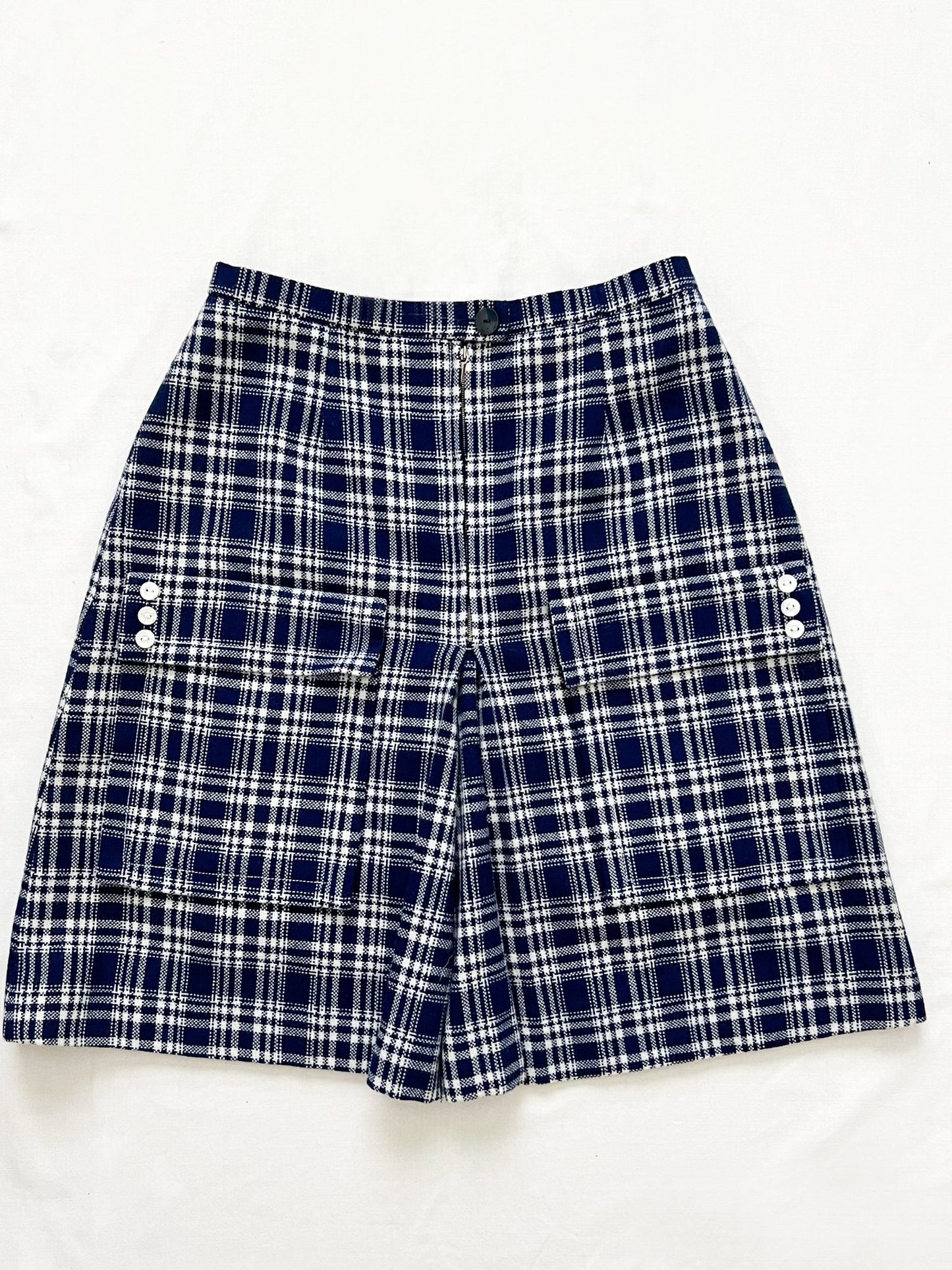 60s blue gingham skirt, Size XXS-XS