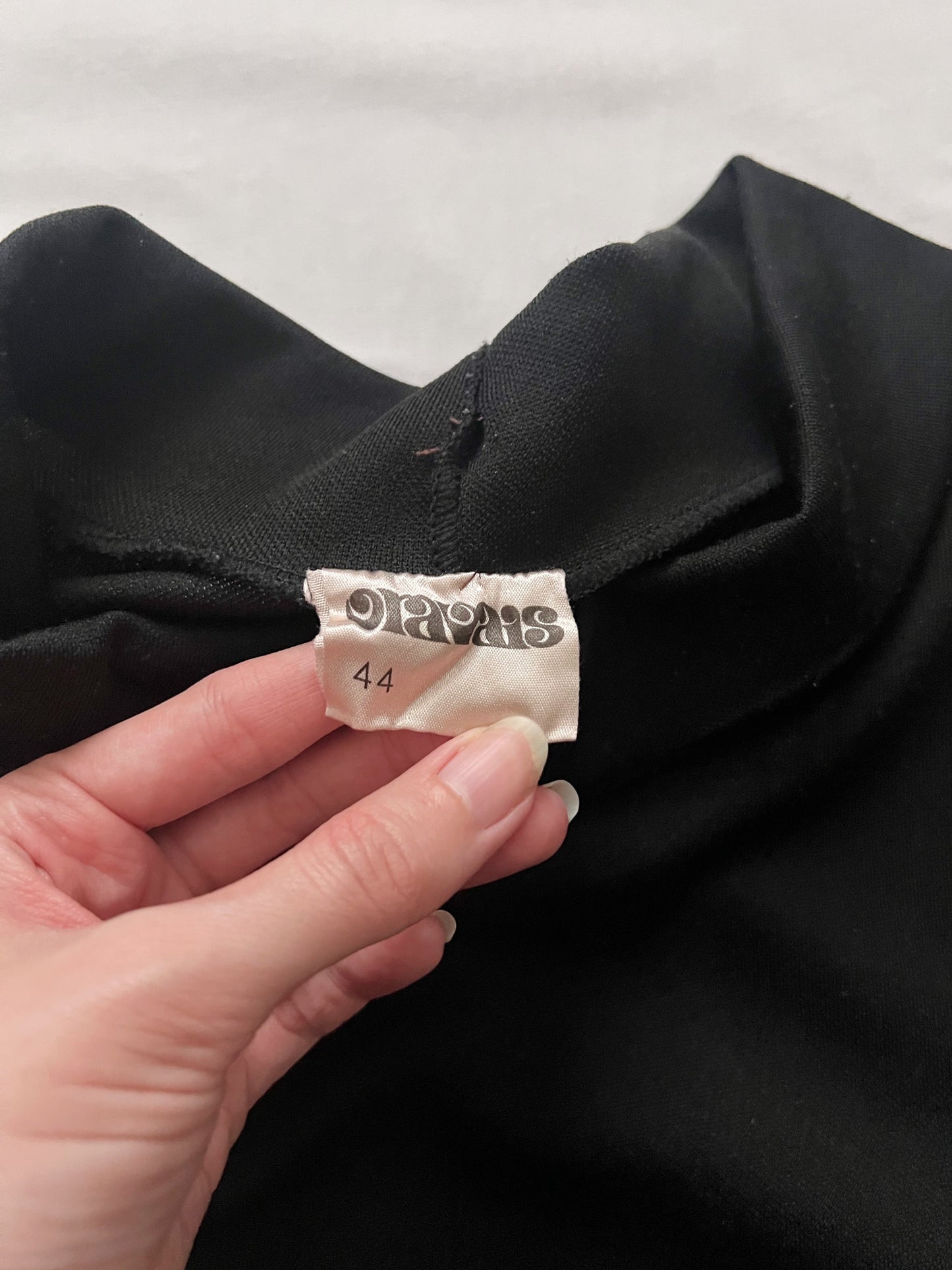 70s black mockneck top, Size L-XL