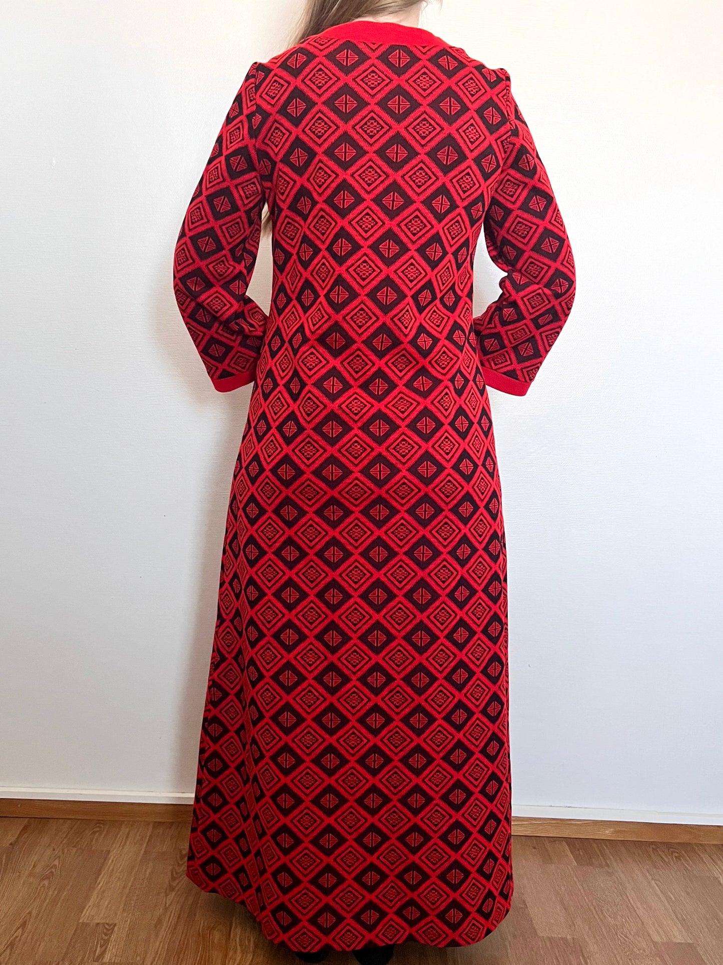 70s red and black dress, Size M