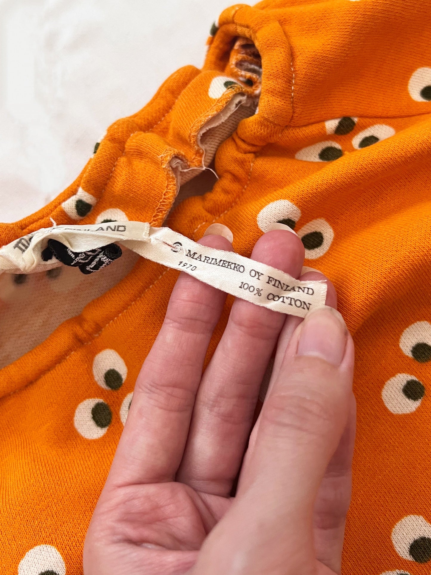 Marimekko 1970 100% cotton orange blouse, Size S