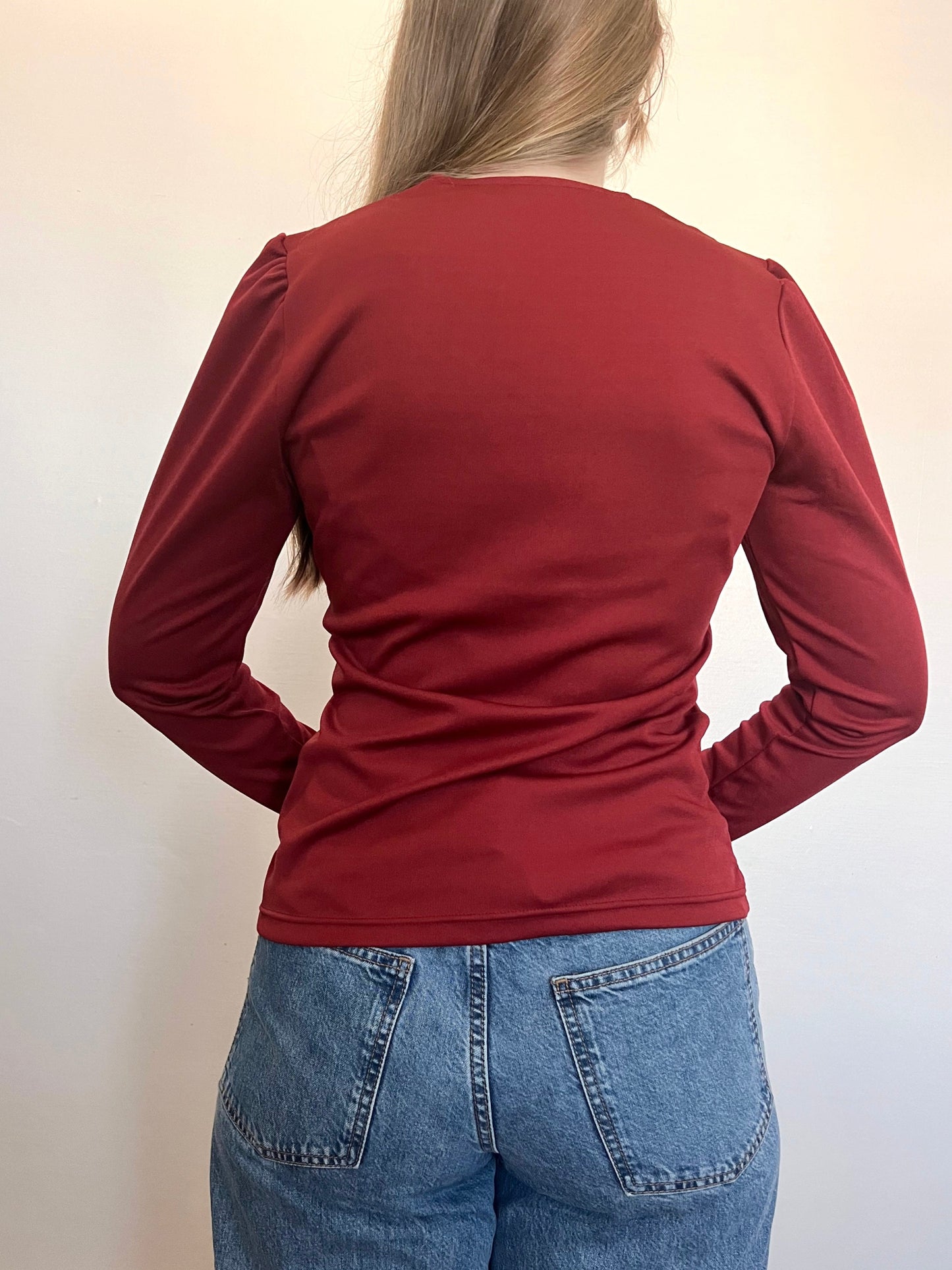 70s burgundy top, Size M-L