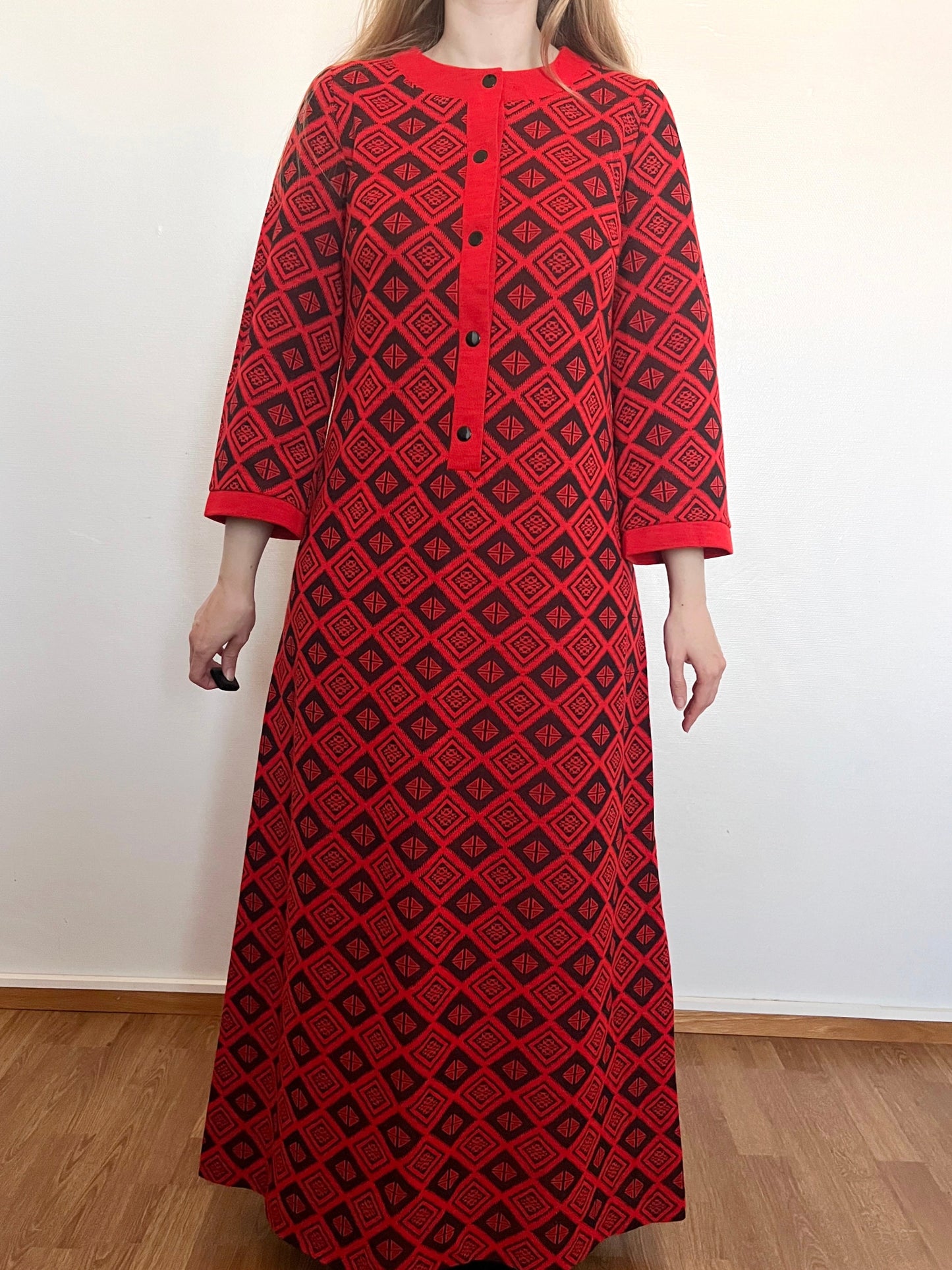 70s red and black dress, Size M