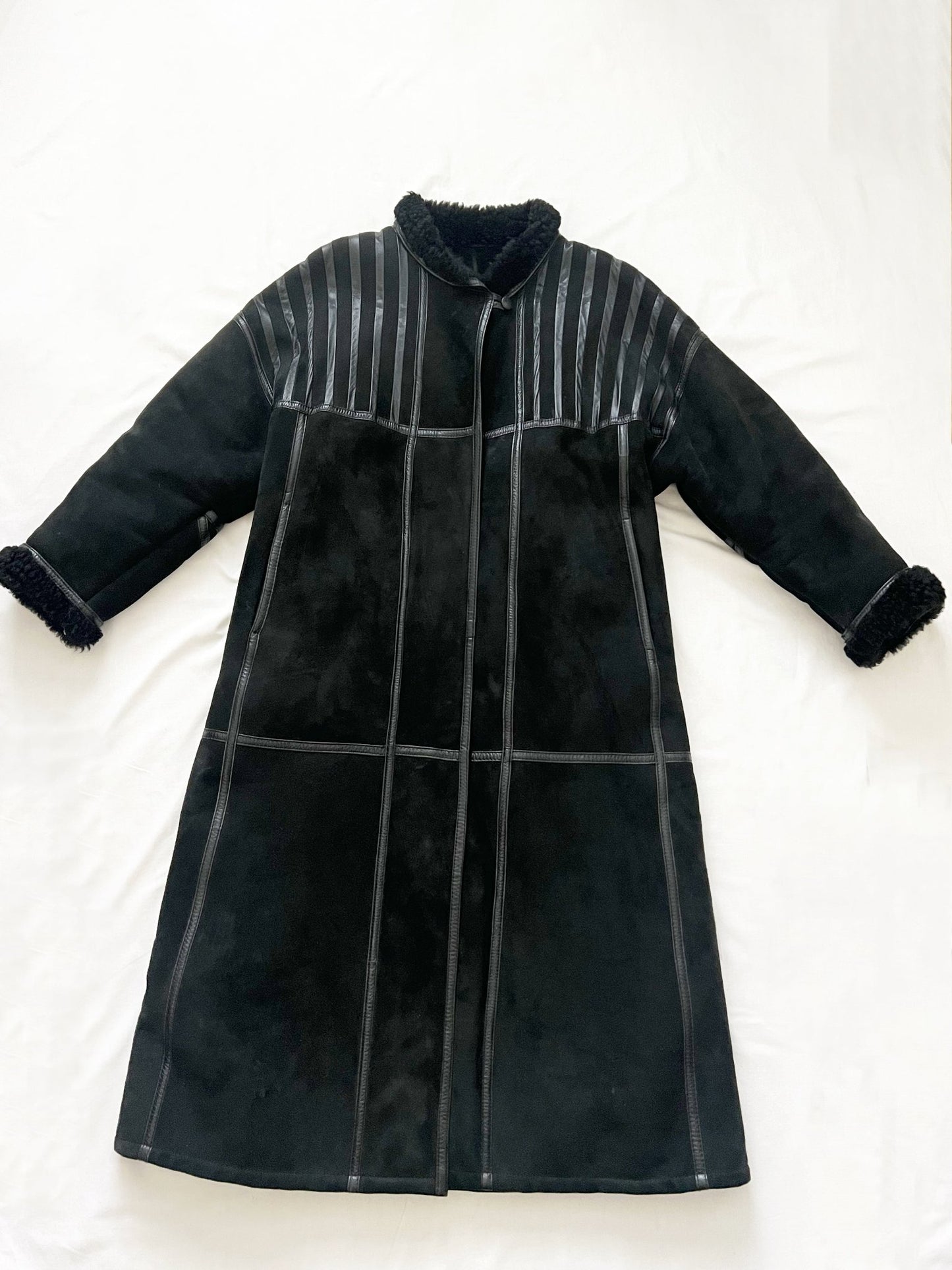 70s black winter coat, Size M-L