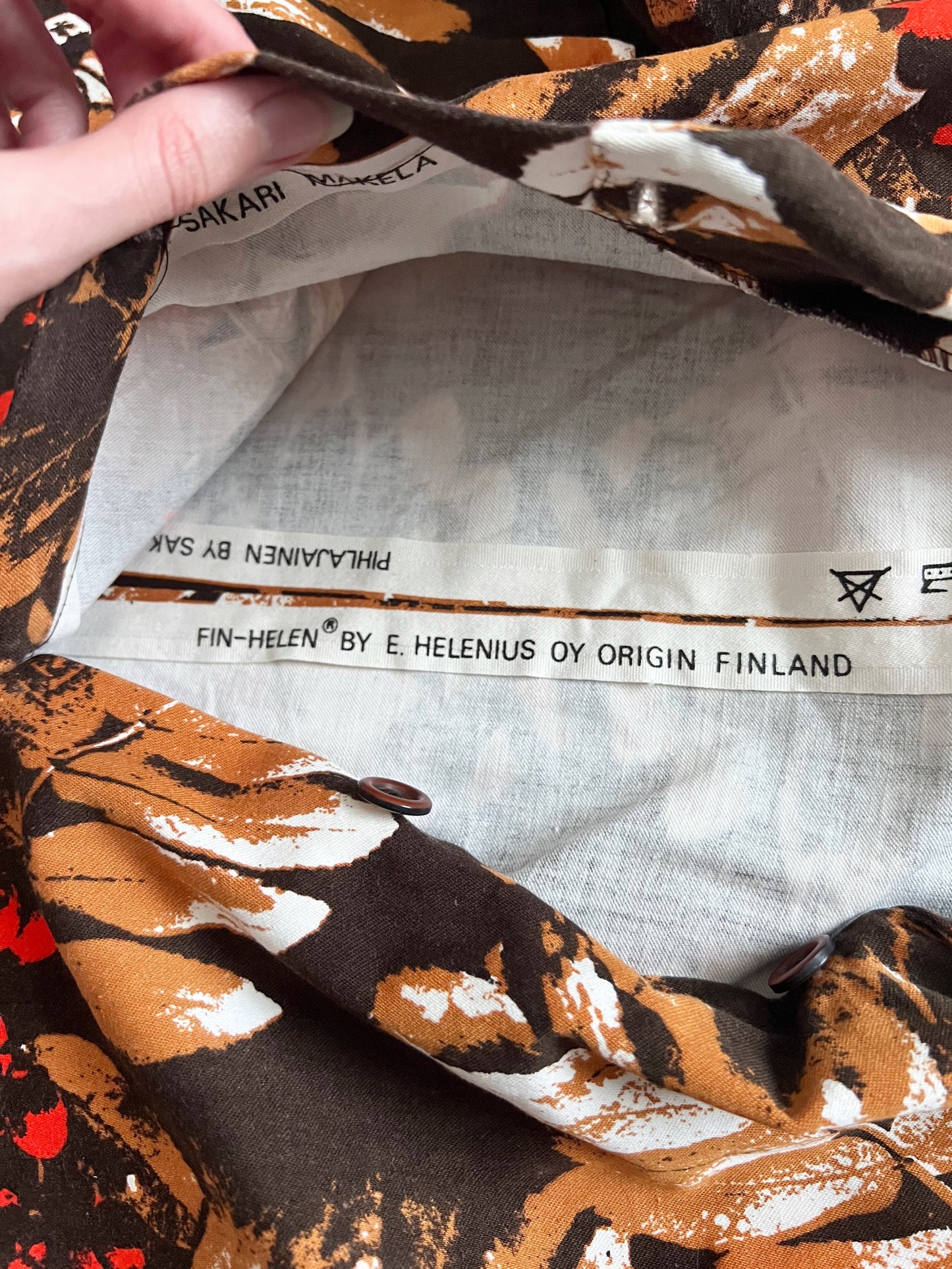 Cotton brown leaf pocket dress, Size L