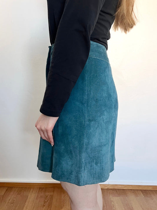 70s blue suede skirt, Size S