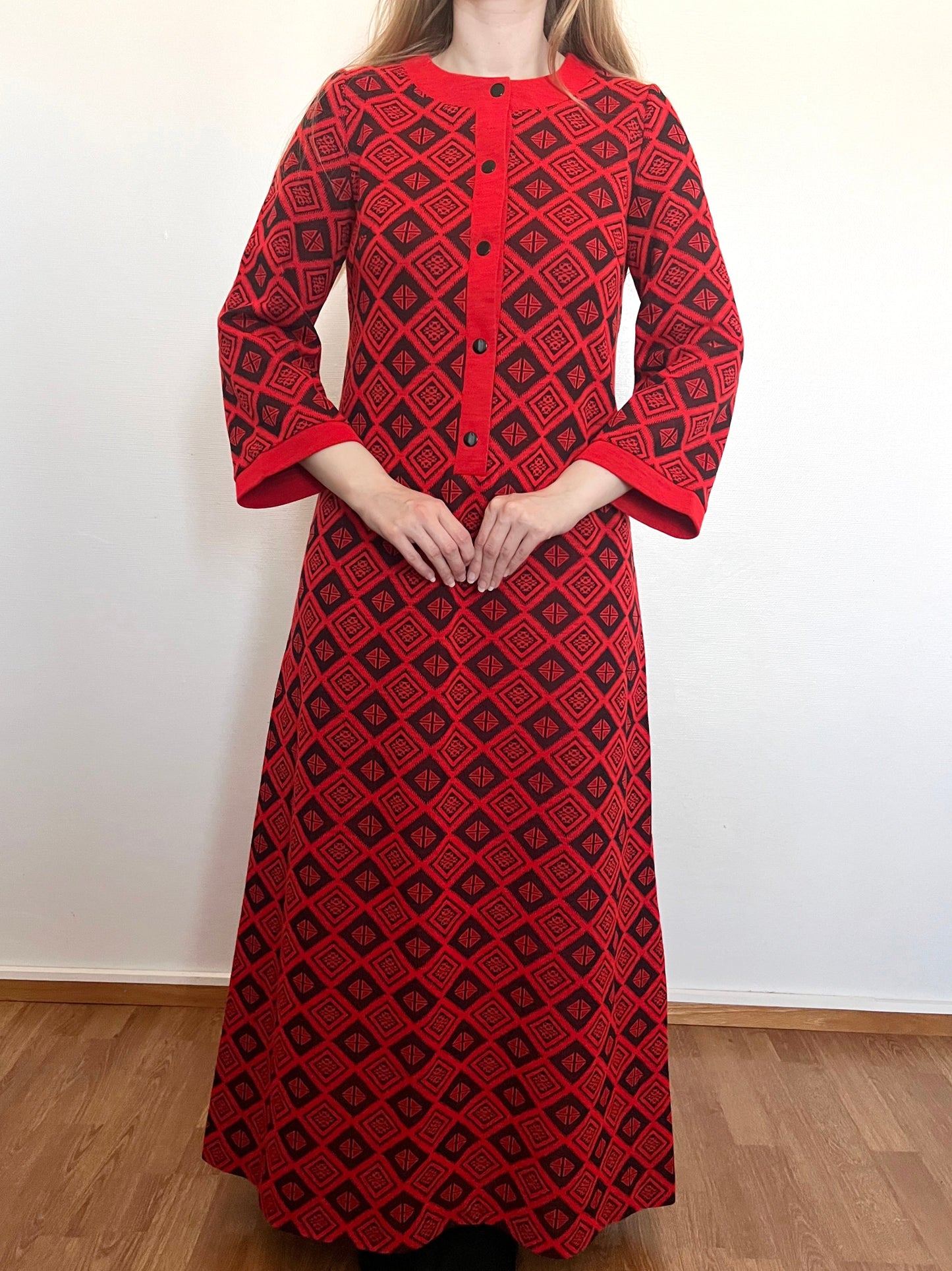 70s red and black dress, Size M
