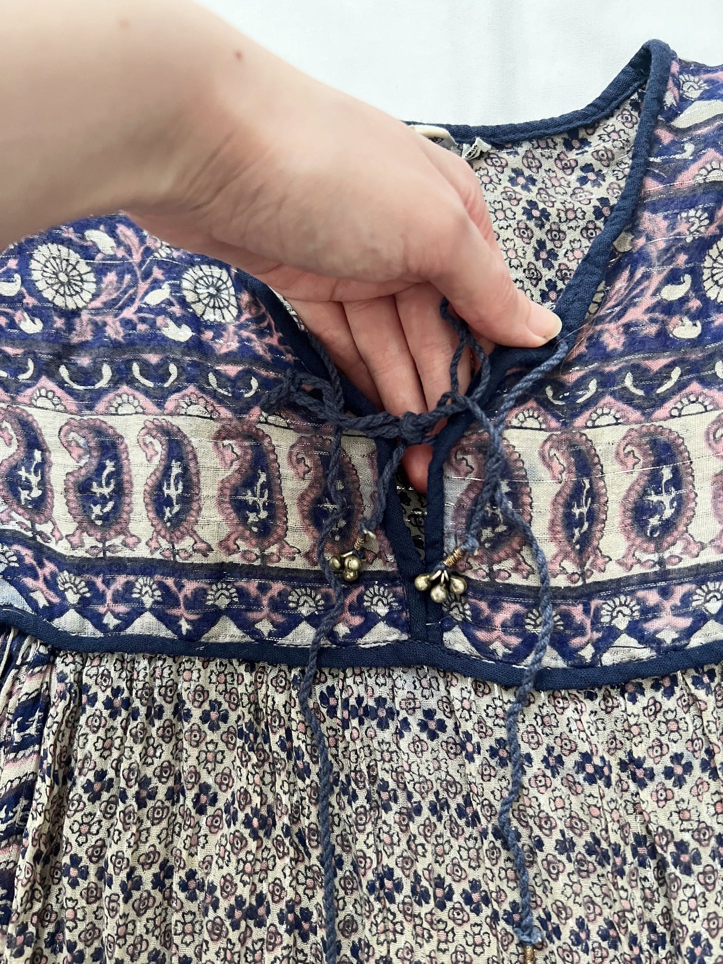 70s 100% cotton Indian gauze dress, Size S-M
