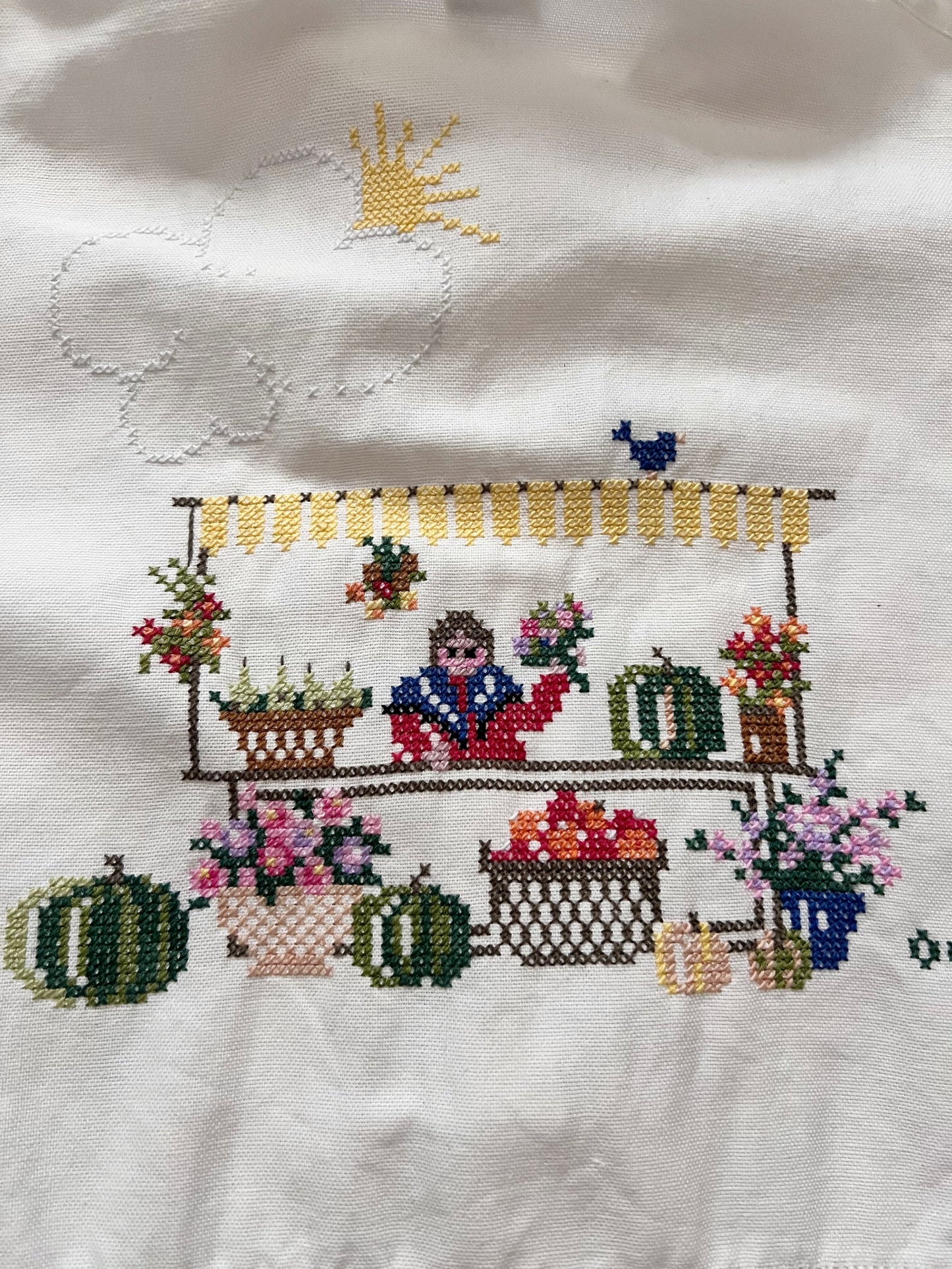 80s/90s flower market stall embroidery blouse, Size M