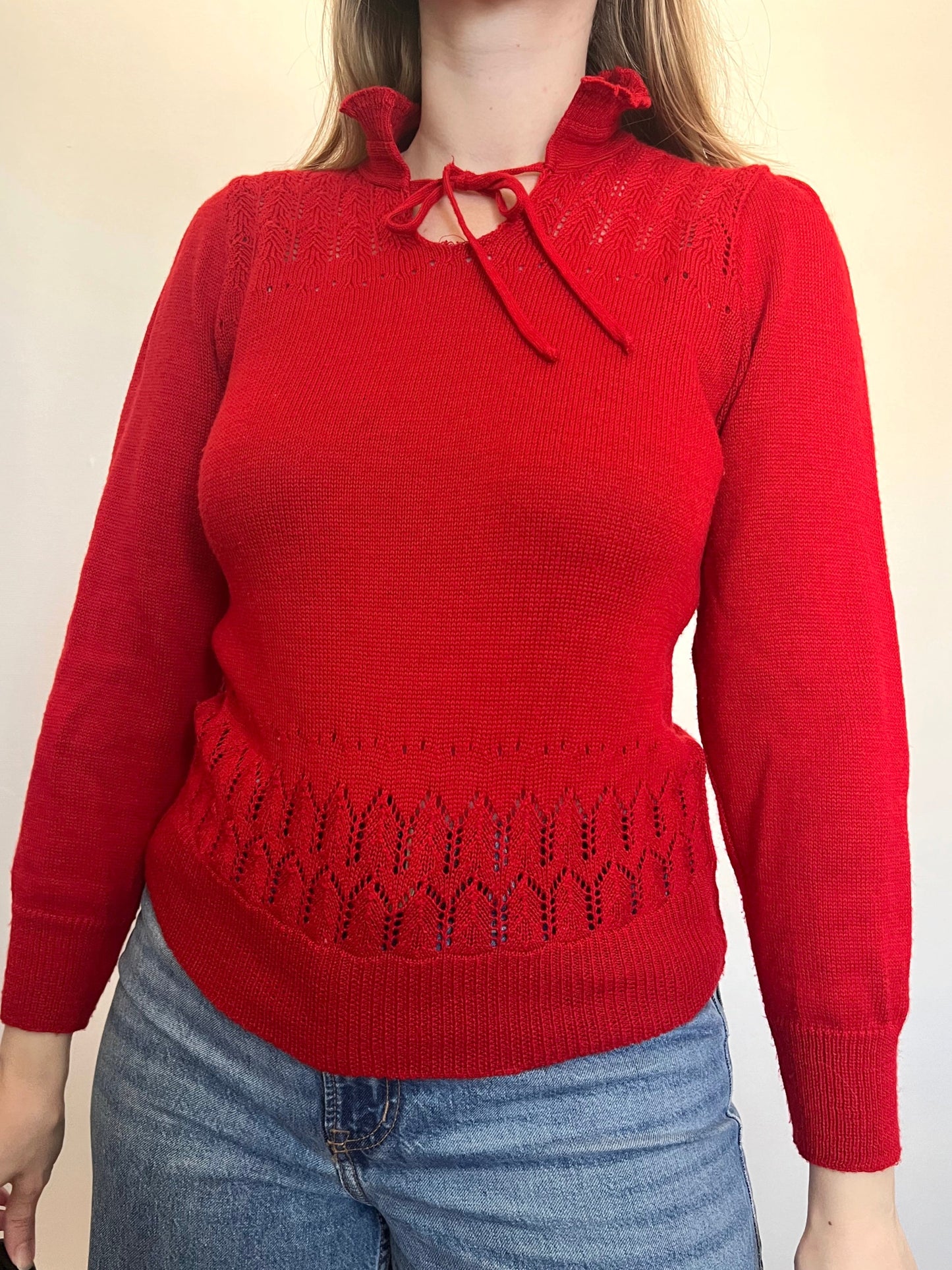 70s red sweater, Size S-M