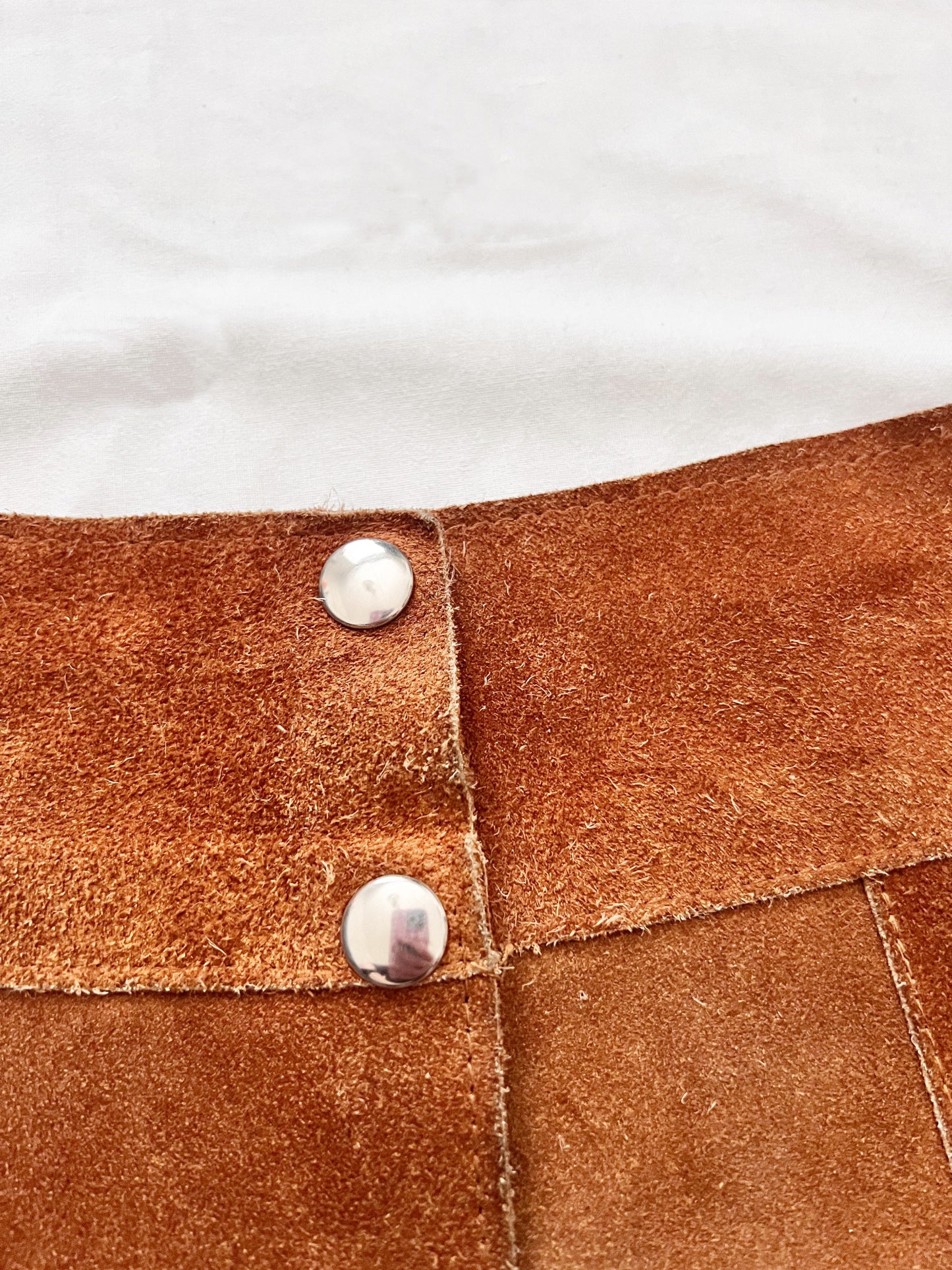 60s/70s suede scalloped mini skirt, Size S