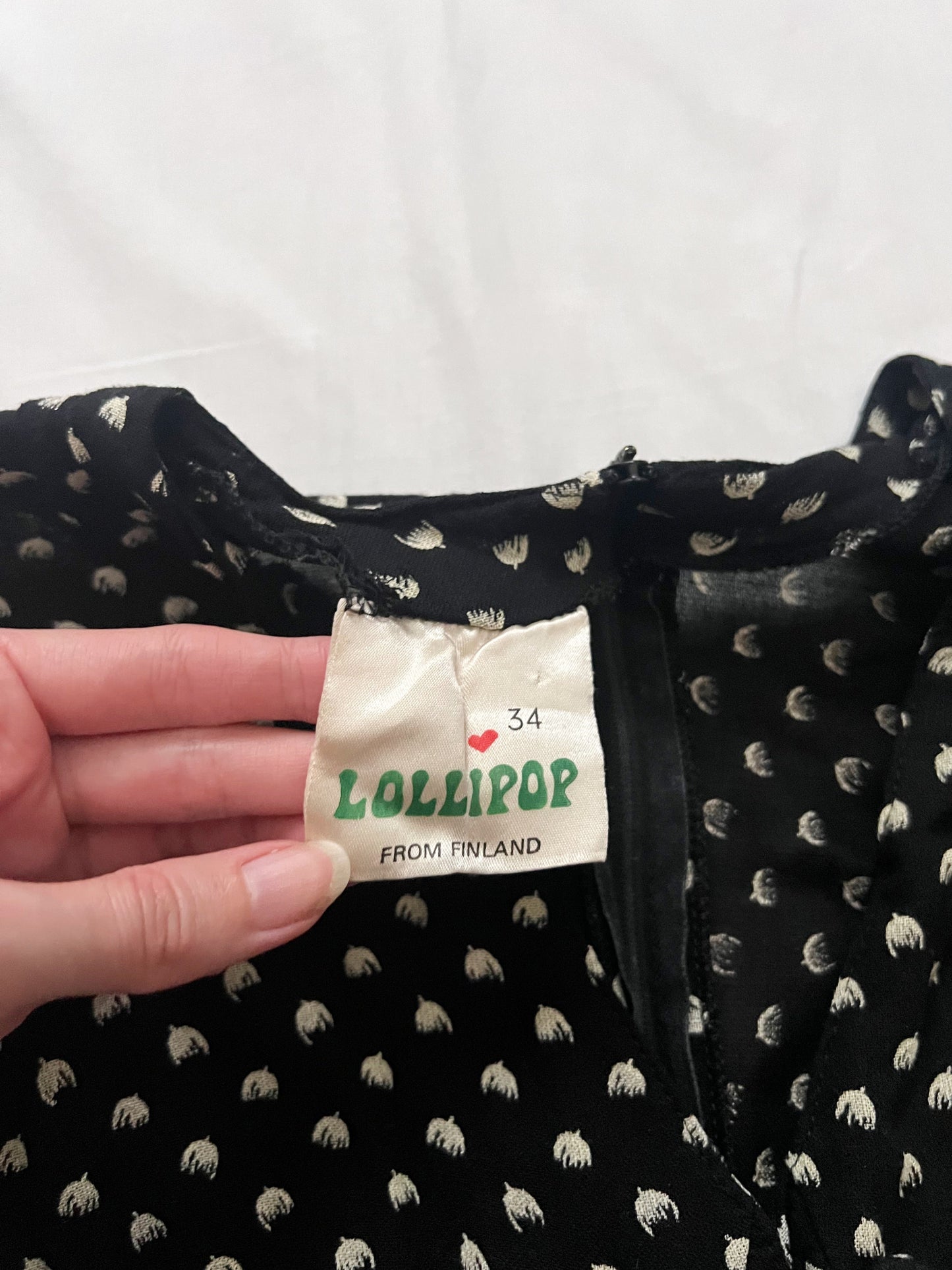 70s black and white dress, Size XS-S