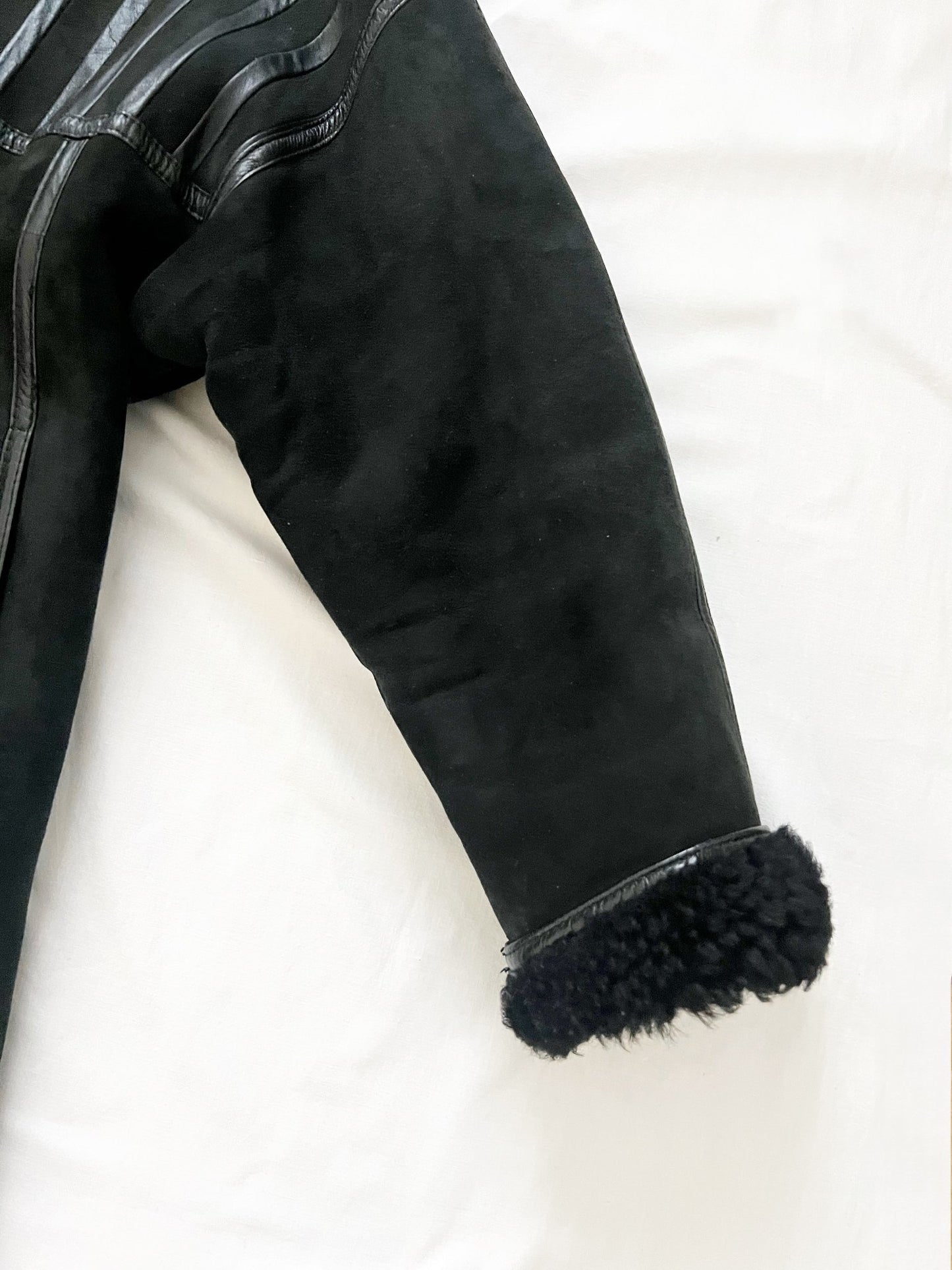 70s black winter coat, Size M-L