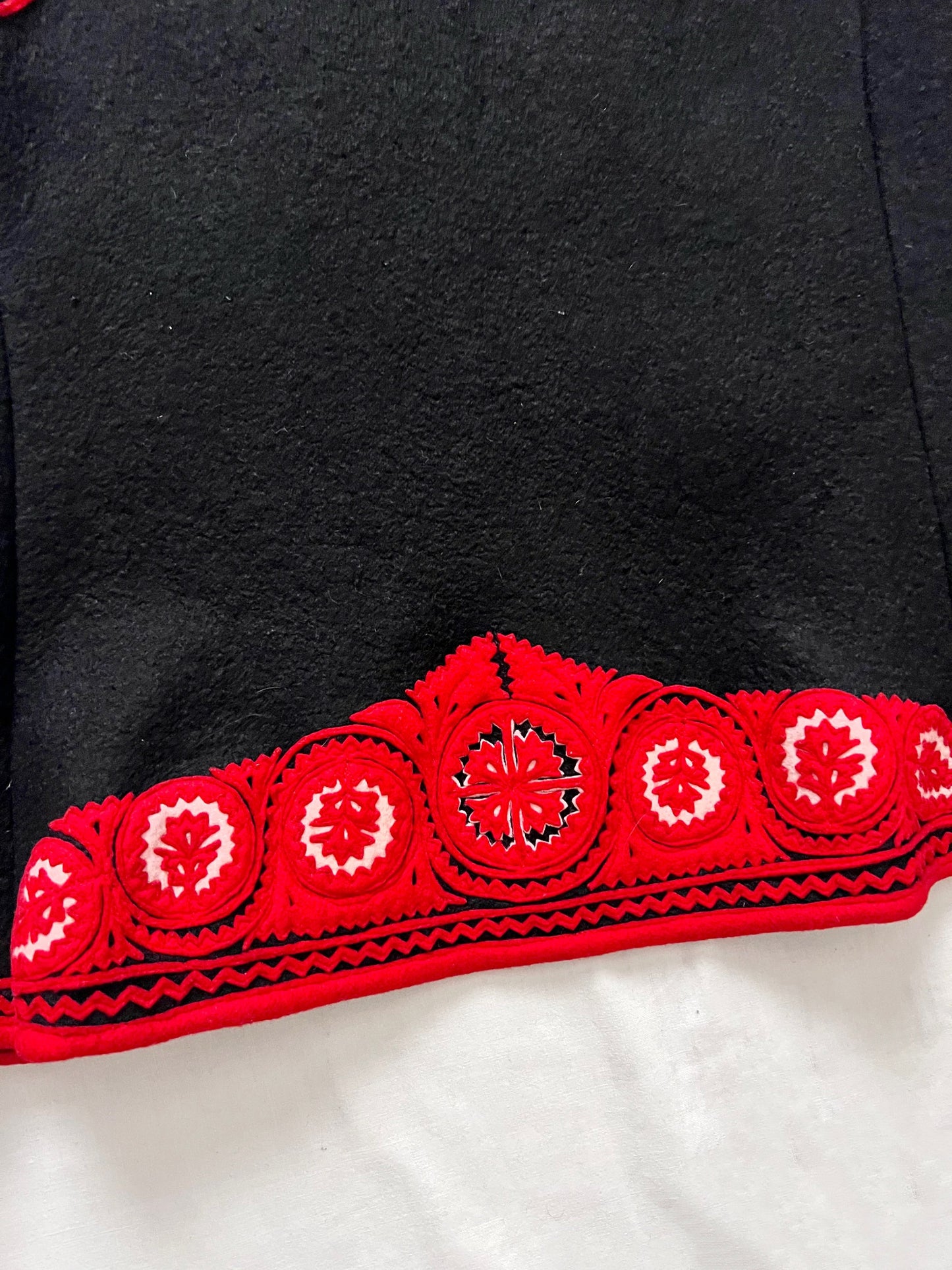 Hungarian felted black, red and white vest, Size XS-S
